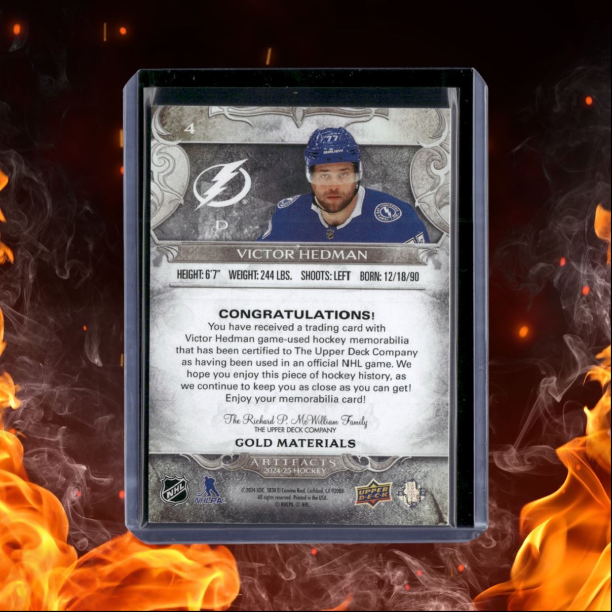 2024-25 Upper Deck Artifacts Victor Hedman Jersey Material Gold 102/299 #6