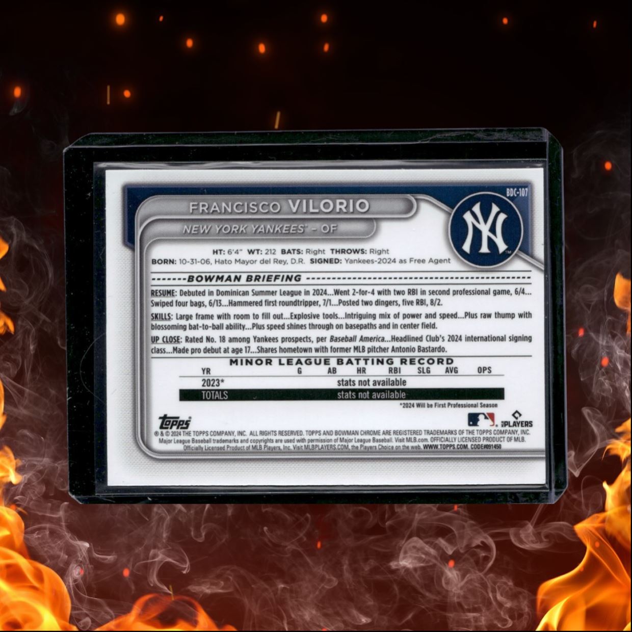 2024 Bowman Draft Chrome Francisco Vilorio Prospect Lunar Green #BDC-107