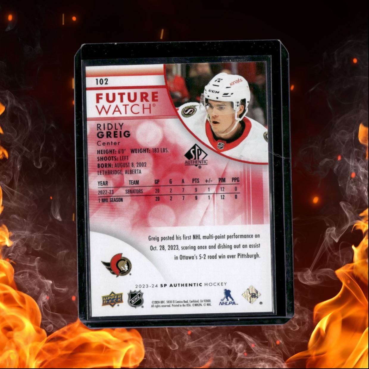 2023-24 SP Authentic Ridly Greig Future Watch Limited Red Rookie #102