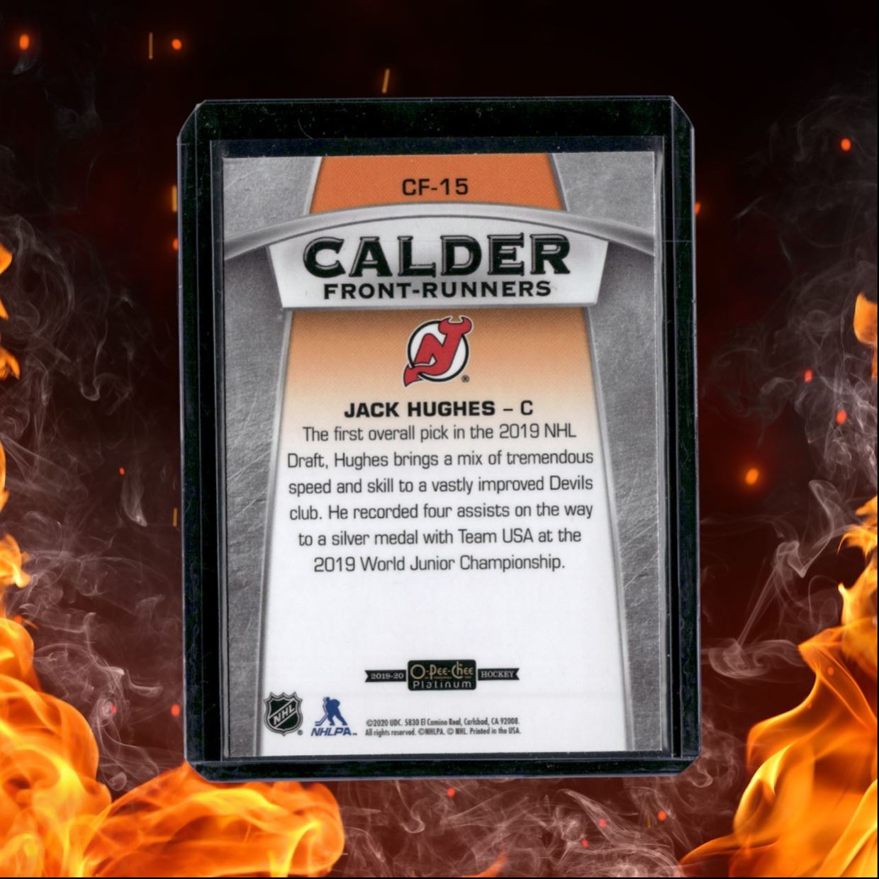 2019-20 O-Pee-Chee Platinum Jack Hughes Calder Front-Runners Rookie #CF-15