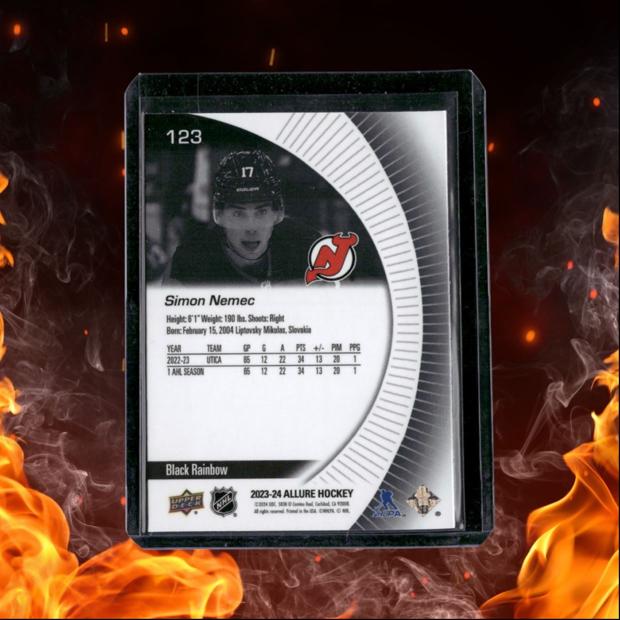 2023-24 Upper Deck Allure Simon Nemec Black Rainbow Rookie #123