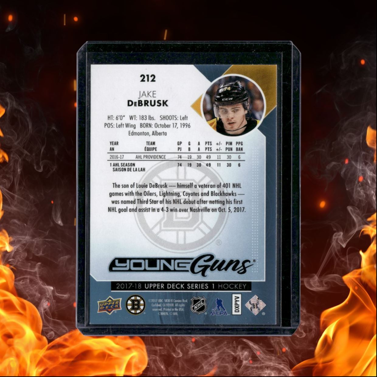 2017-18 Upper Deck Jake DeBrusk Young Guns Rookie #212