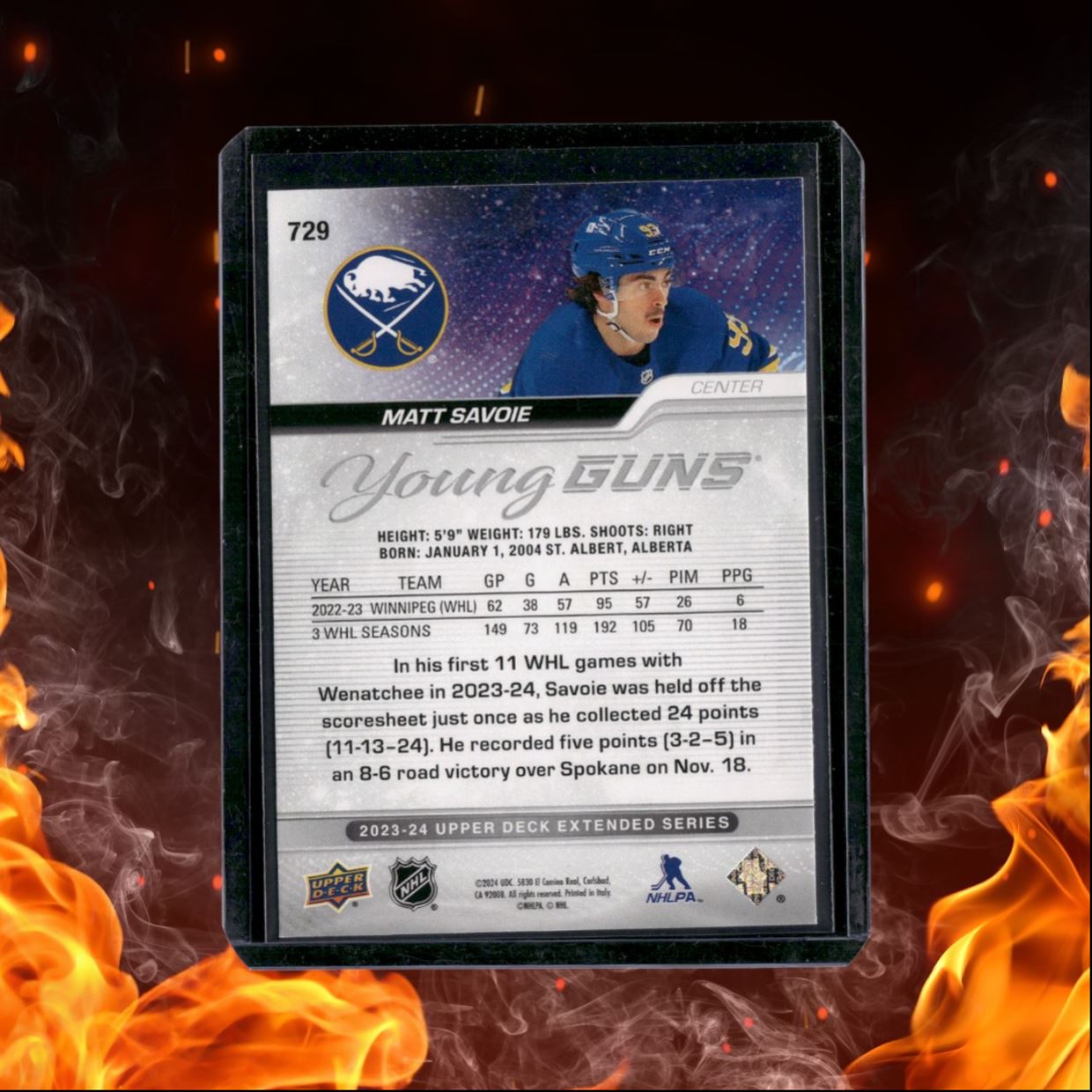 2023-24 Upper Deck Matt Savoie Young Guns Rookie #729