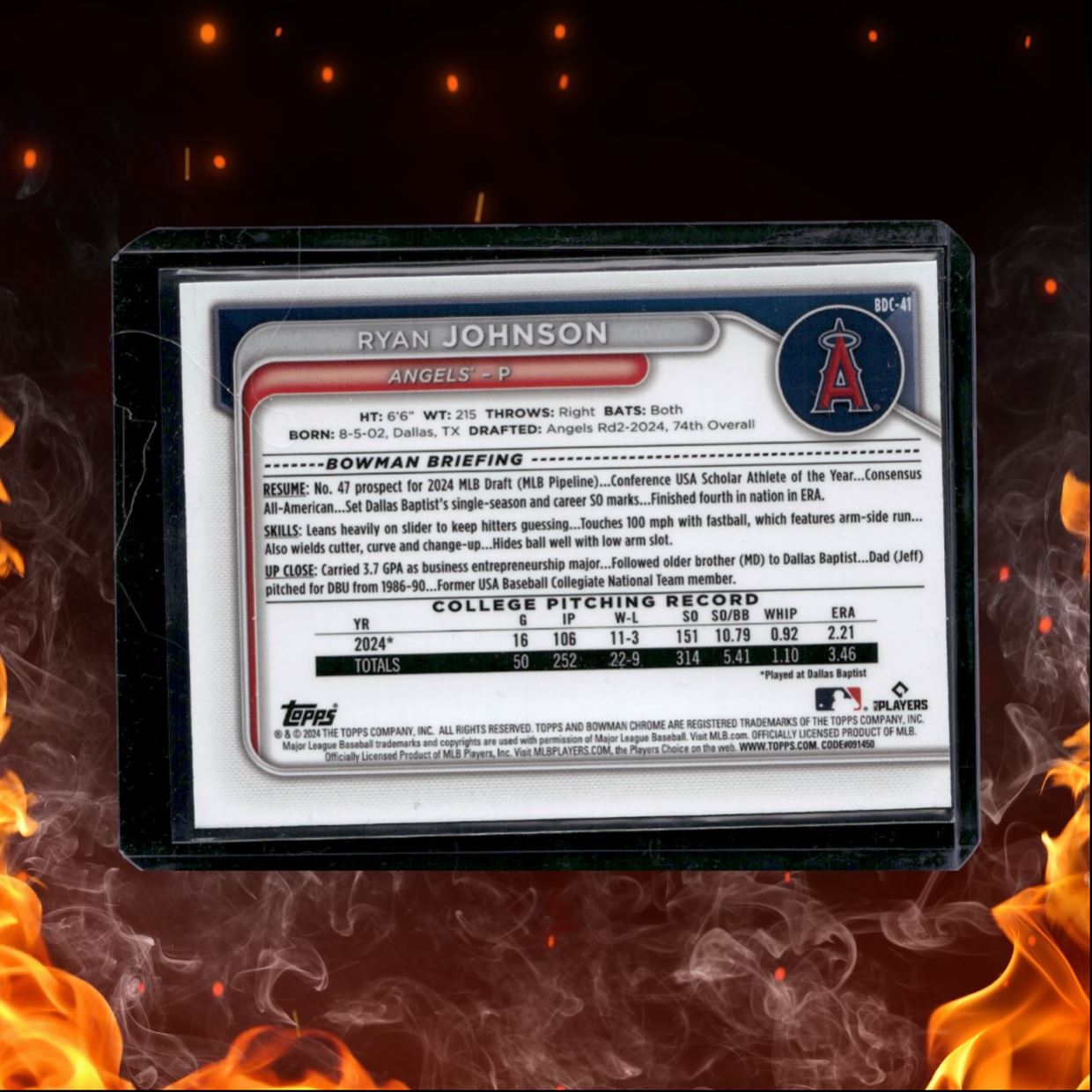 2024 Bowman Draft Chrome Ryan Johnson 1st Prospect Blue #BDC-41