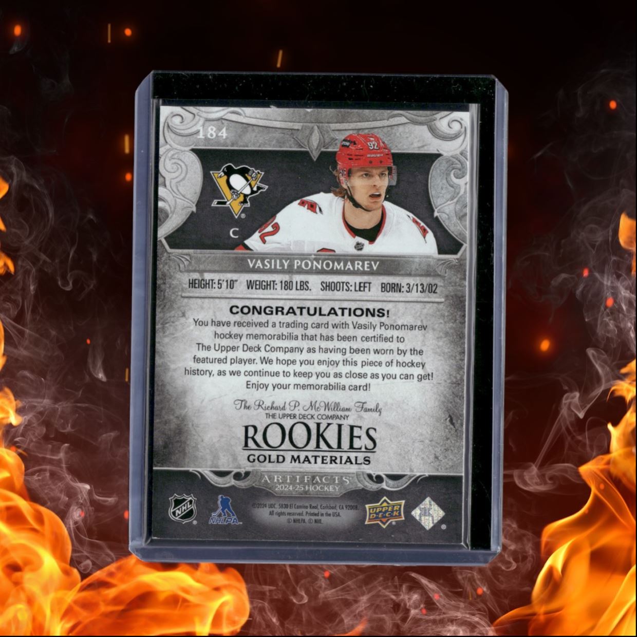 2024-25 Upper Deck Artifacts Vasily Ponomarev Dual Jersey Gold Rookie 294/499