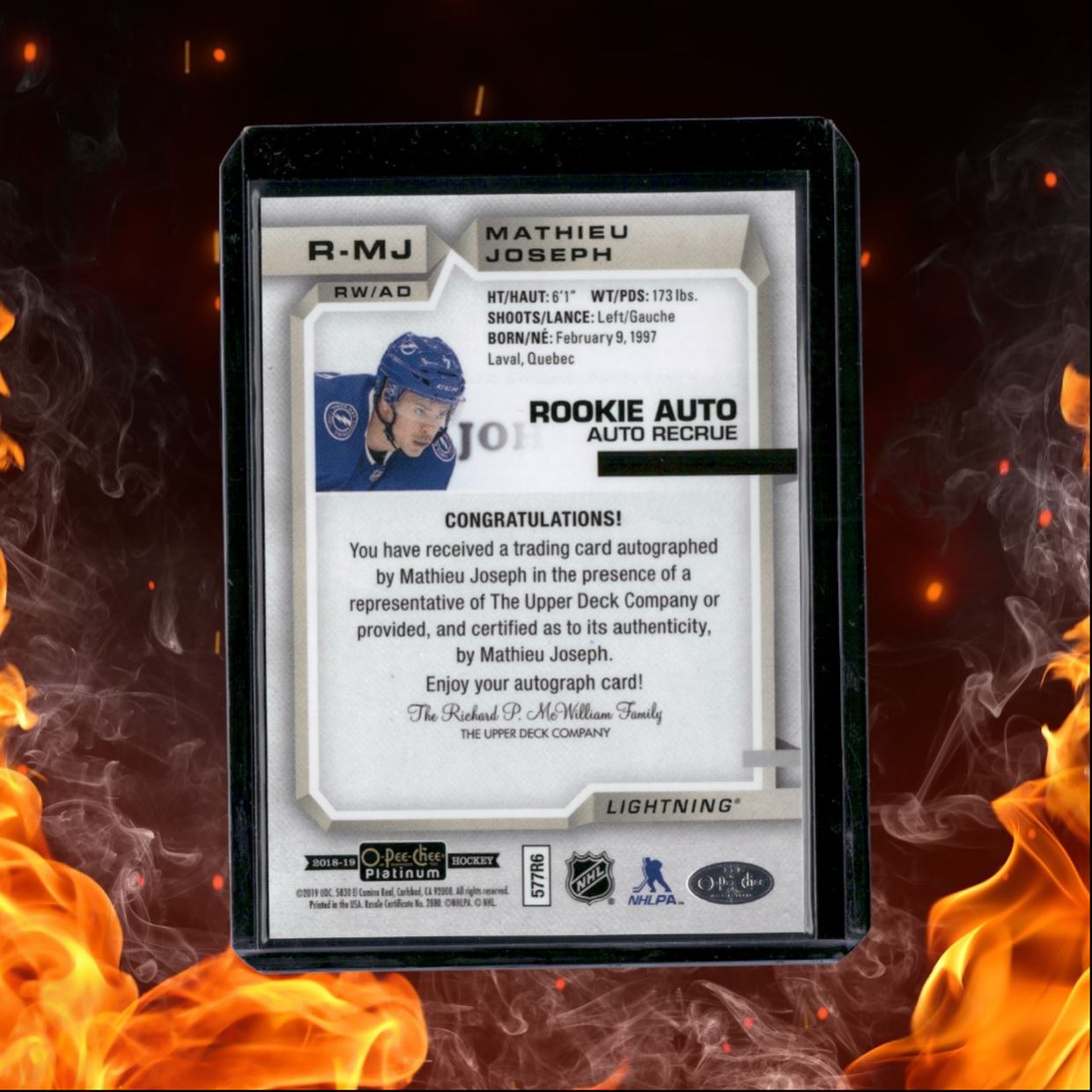 2018-19 O-Pee-Chee Platinum Mathieu Joseph Rookie Auto #R-MJ