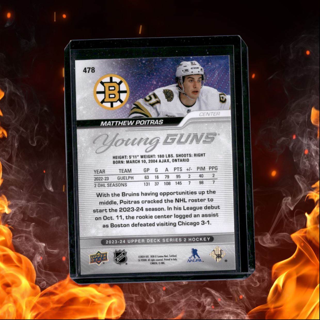 2023-24 Upper Deck Matthew Poitras Young Guns (A) Rookie #478