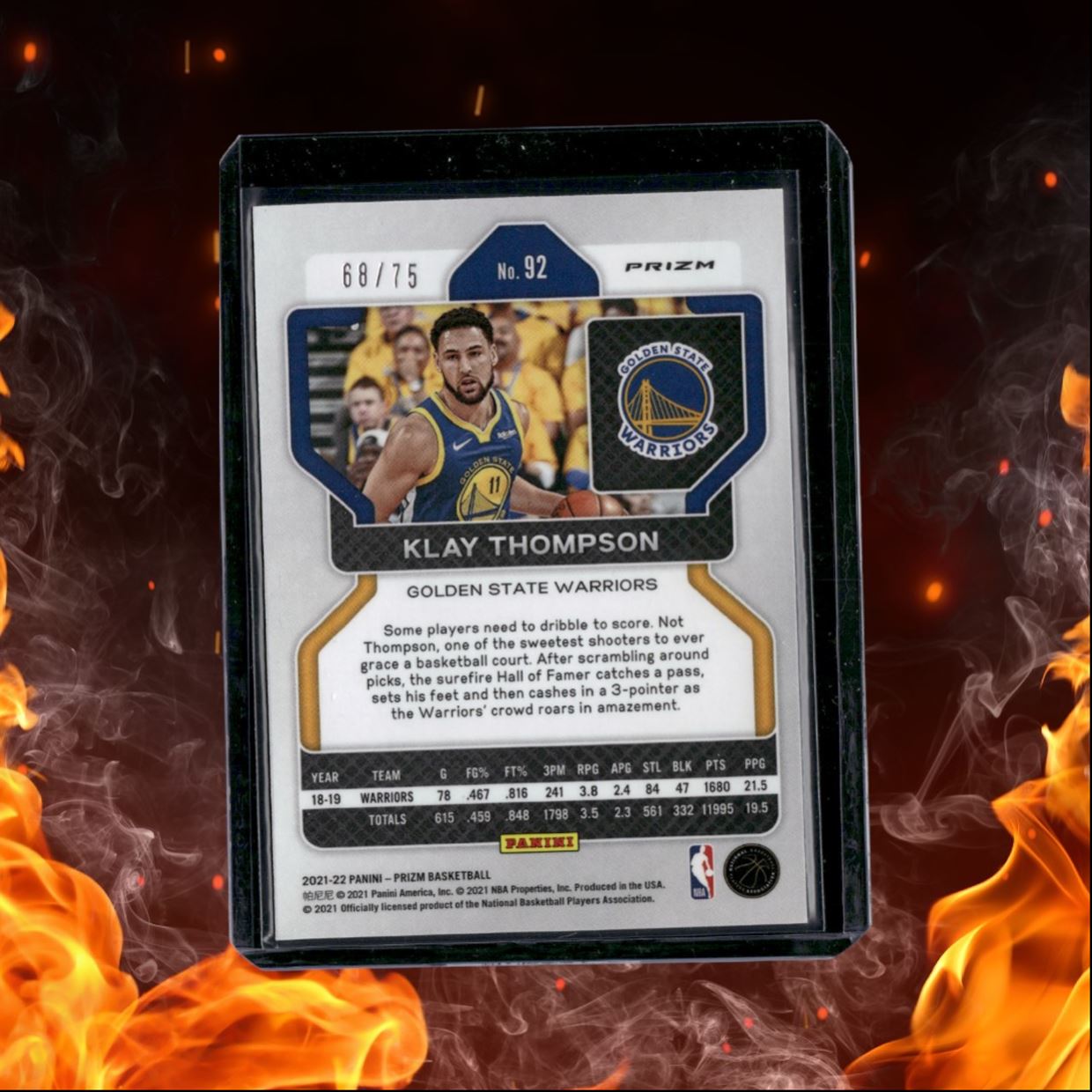 2021-22 Panini Prizm Klay Thompson Purple Fast Break Prizm 68/75 #92