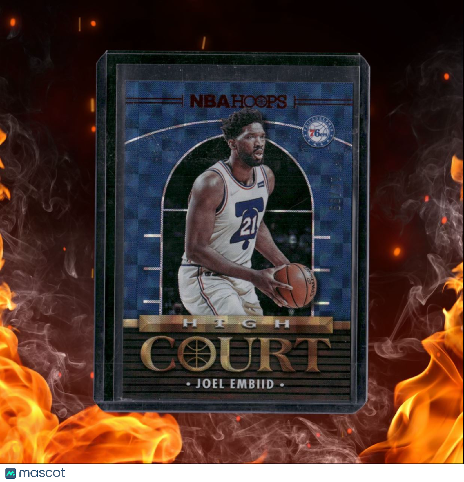 2021-22 Panini Hoops Joel Embiid High Court Red Ruby 10/99 #6