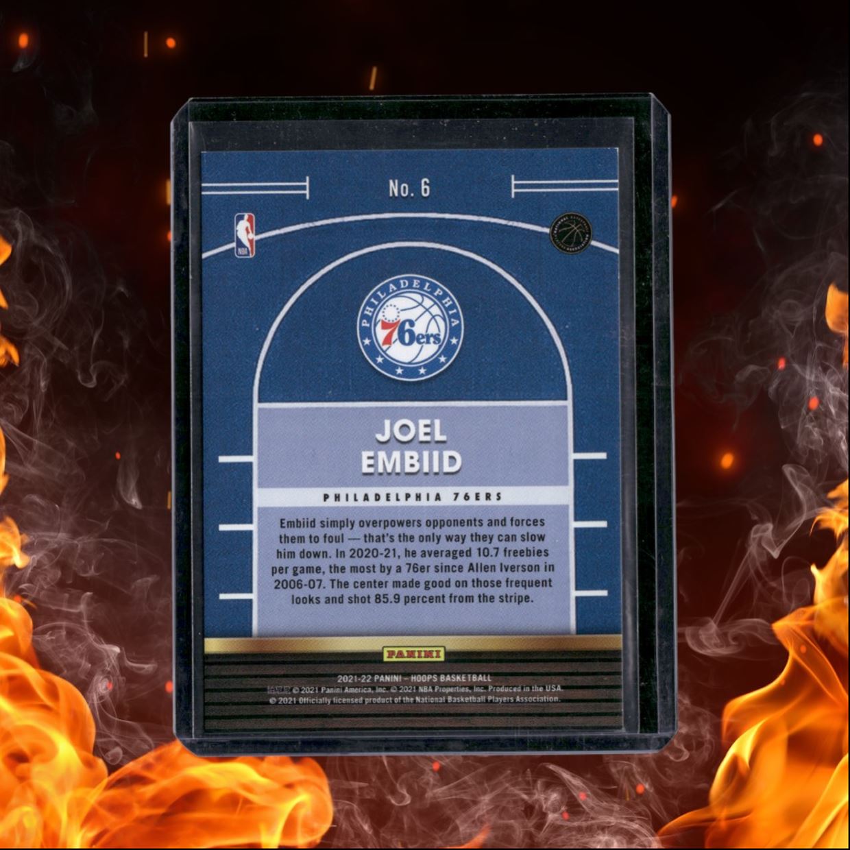 2021-22 Panini Hoops Joel Embiid High Court Red Ruby 10/99 #6