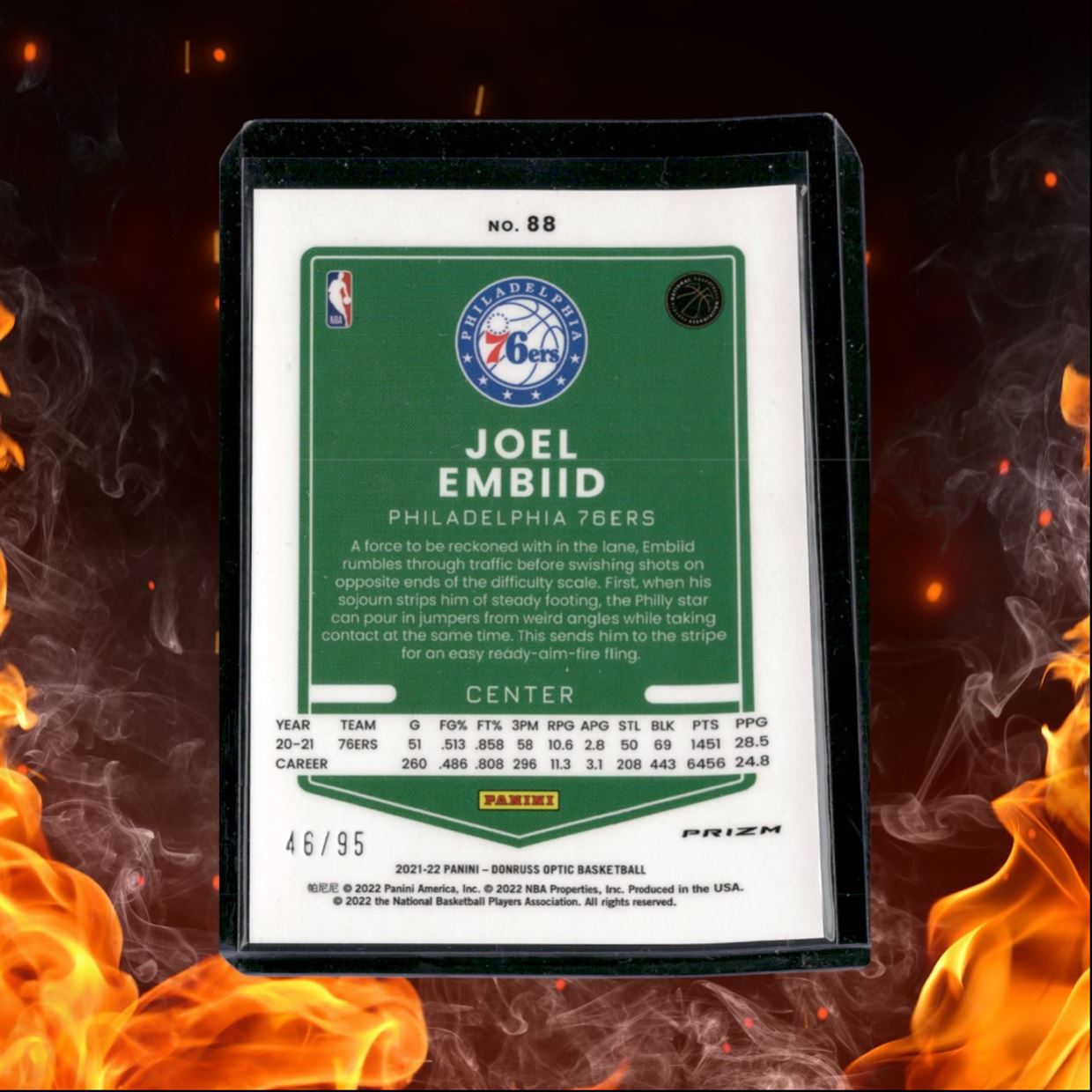 2021-22 Panini Donruss Optic Joel Embiid Fast Break Purple 46/95 #88