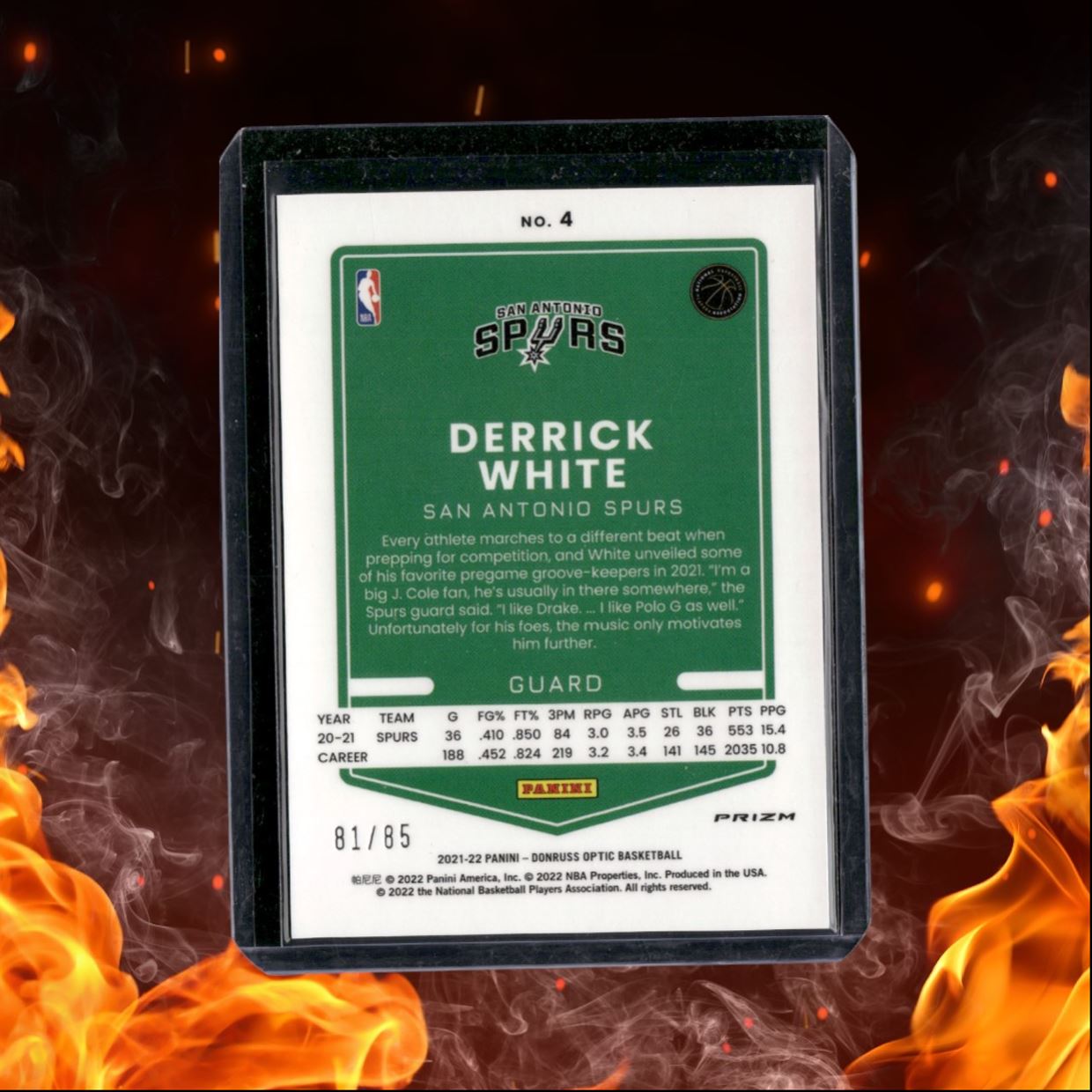 2021-22 Donruss Optic Derrick White Fast Break Red Prizm 81/85 #4