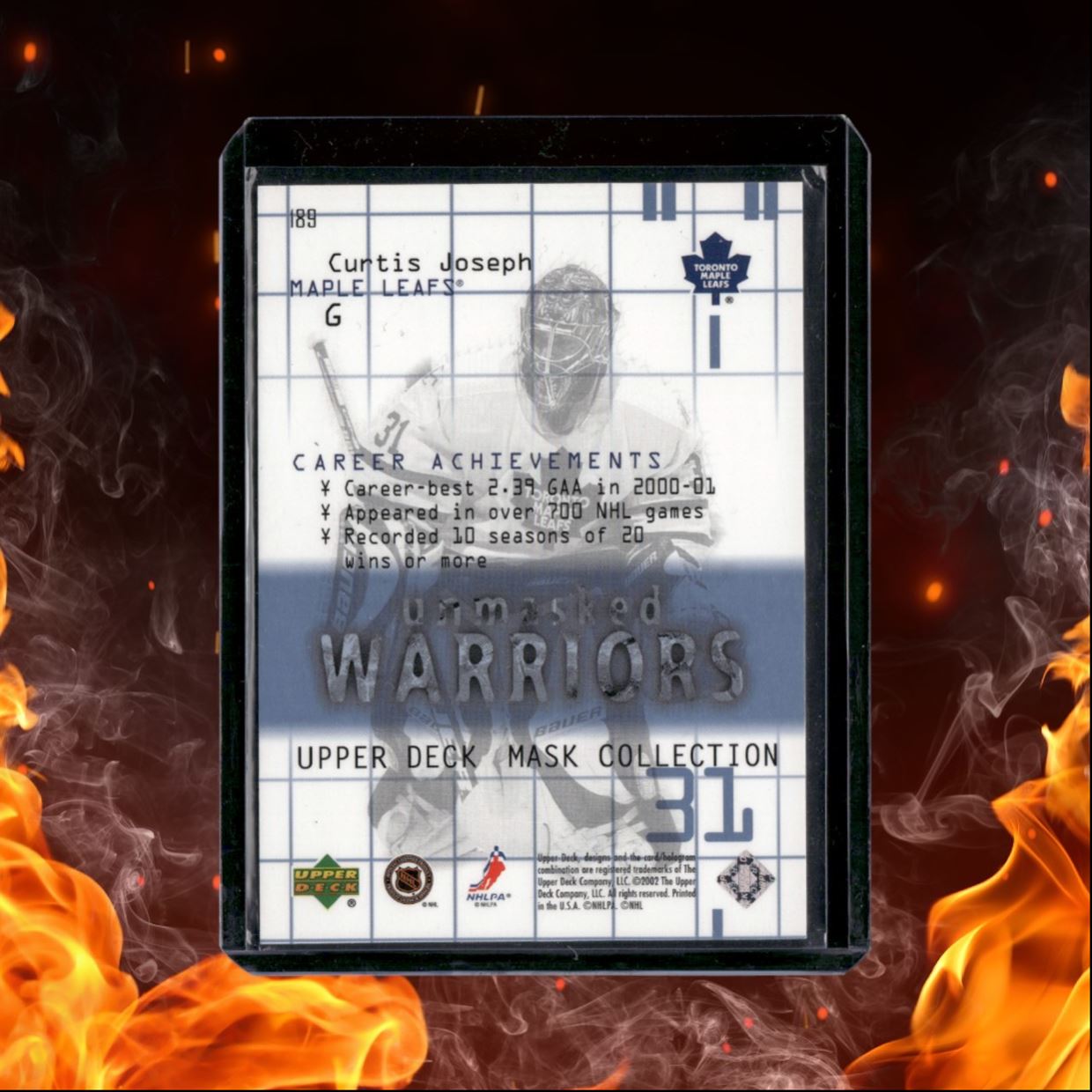 2001-02 Upper Deck Mask Collection Curtis Joseph Unmasked Warriors 0039/1250