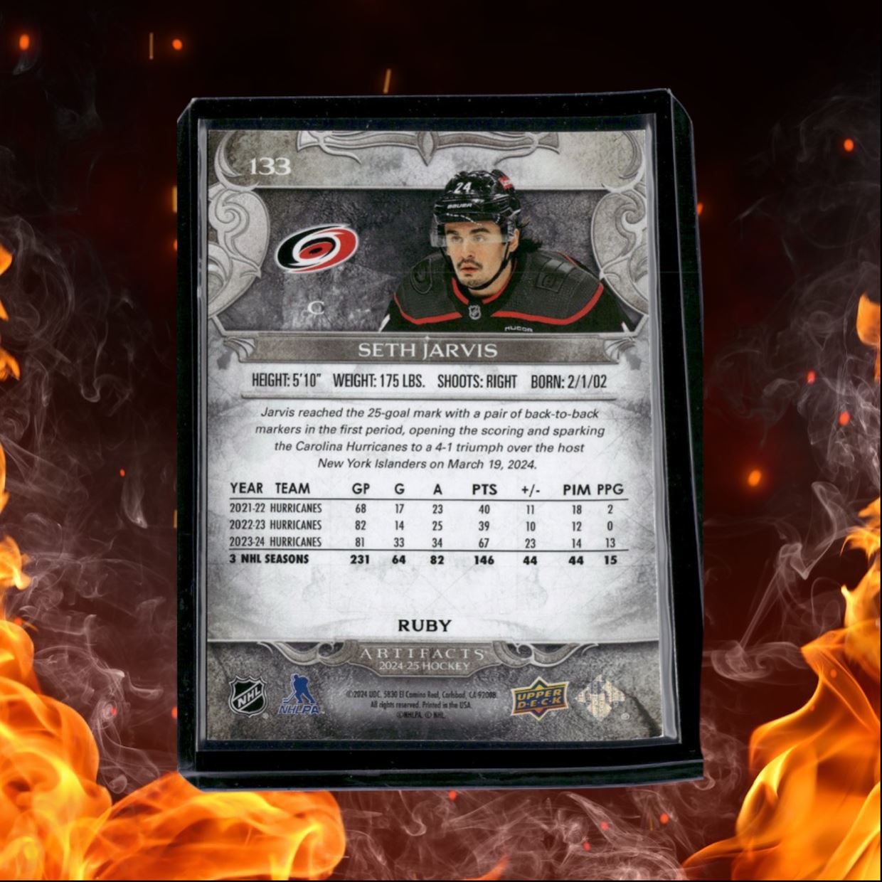 2024-25 Upper Deck Artifacts Seth Jarvis Ruby 219/399 #133
