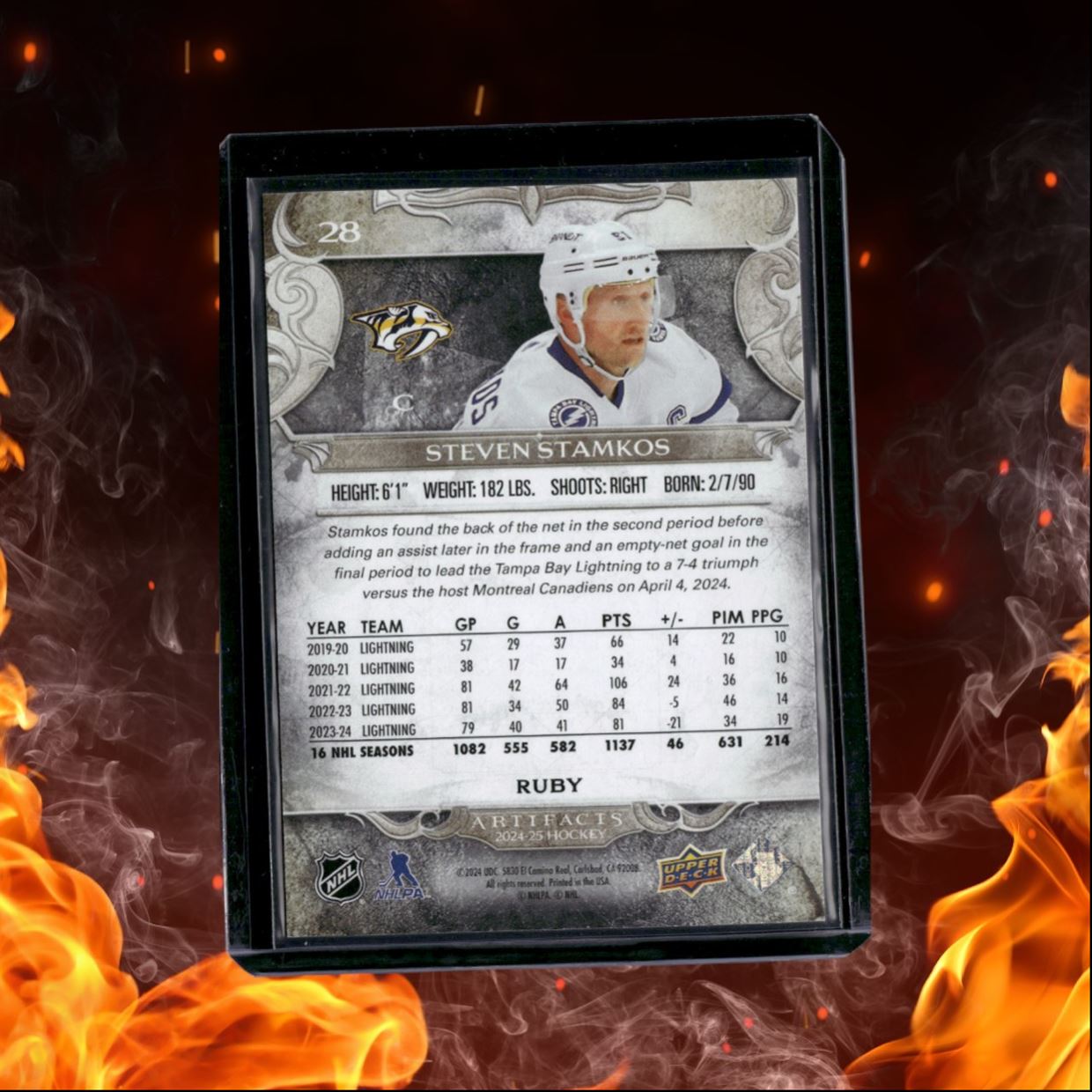 2024-25 Upper Deck Artifacts Steven Stamkos Ruby 419/499 #28