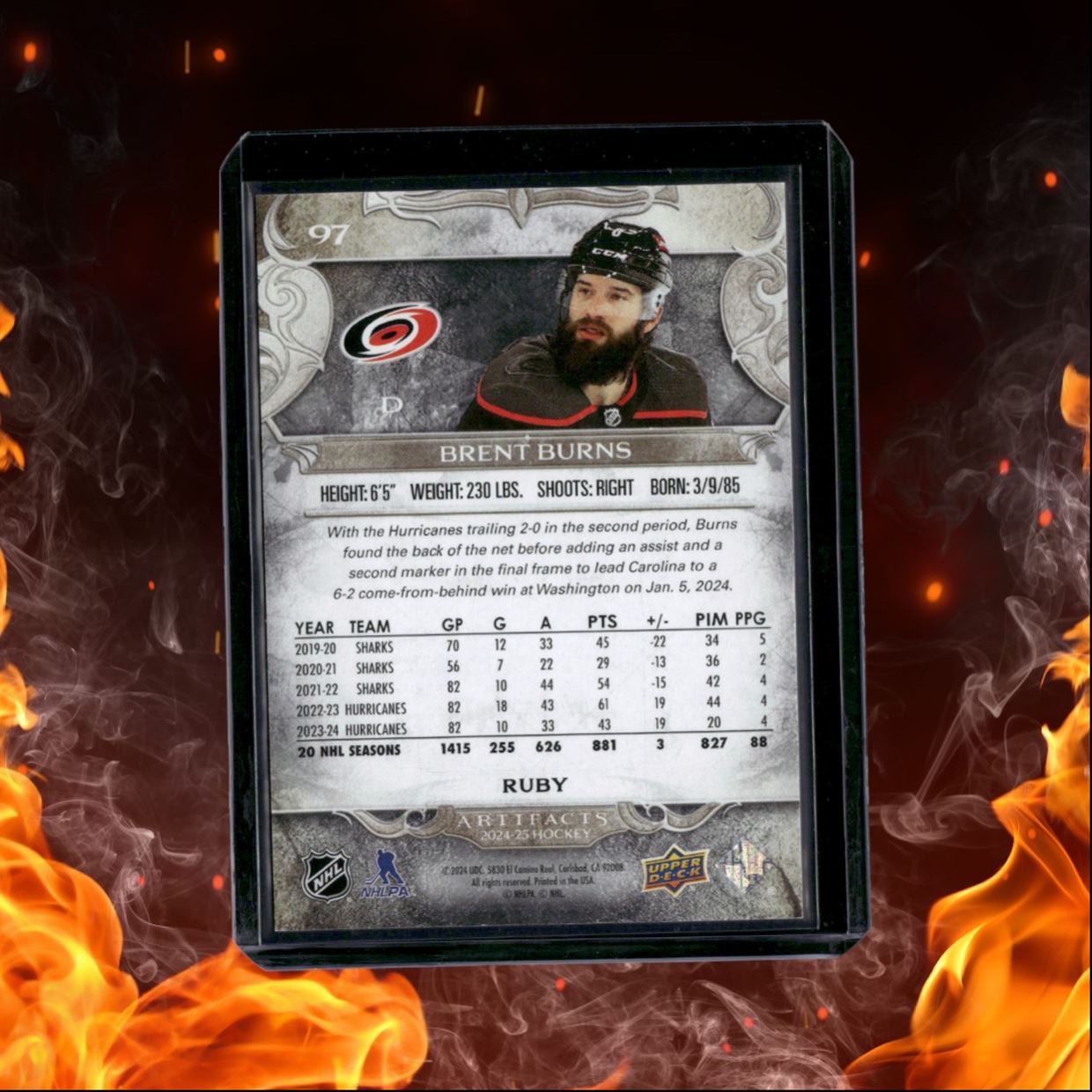 2024-25 Upper Deck Artifacts Brent Burns Ruby 067/499 #97