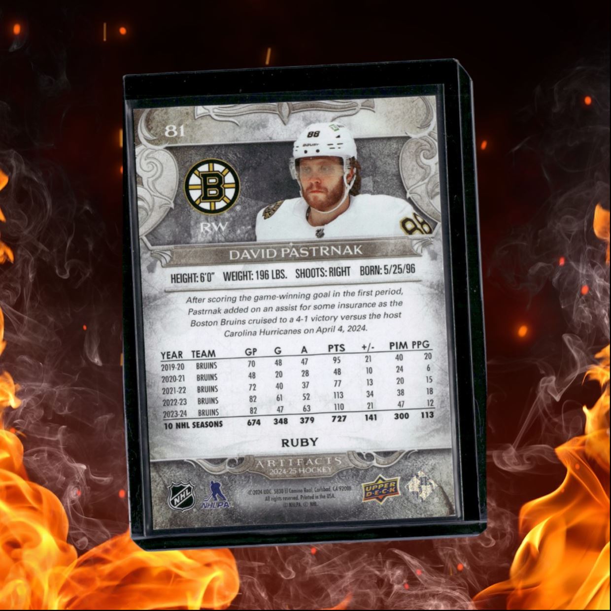 2024-25 Upper Deck Artifacts David Pastrnak Ruby 237/499 #81