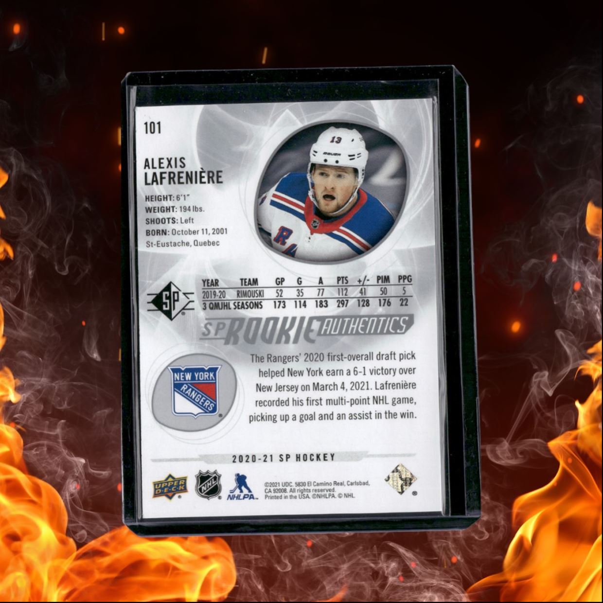 2020-21 Upper Deck SP Alexis Lafreniere Silver Spherecity Rookie #101