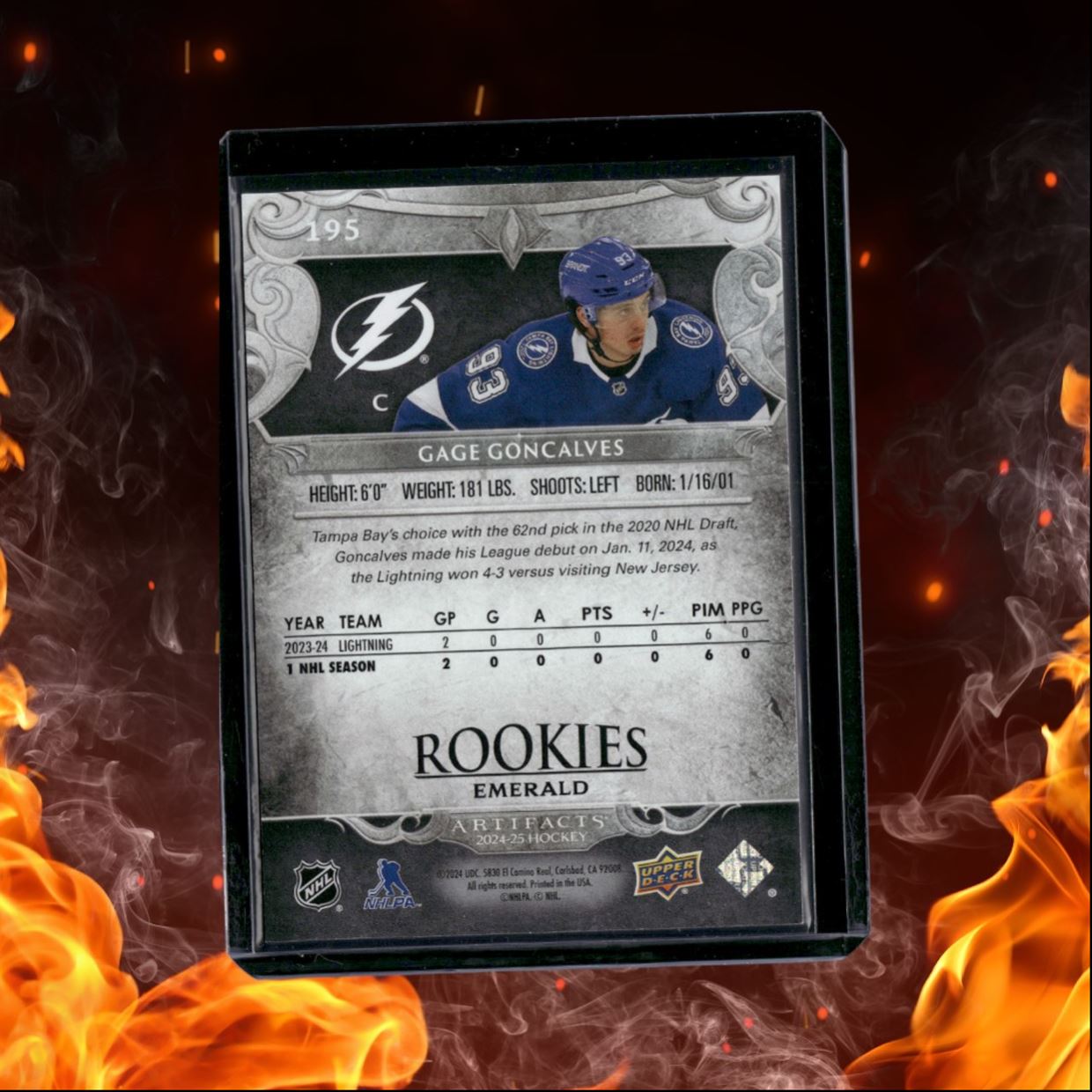 2024-25 Upper Deck Artifacts Gage Goncalves Emerald Rookie 017/149 #195