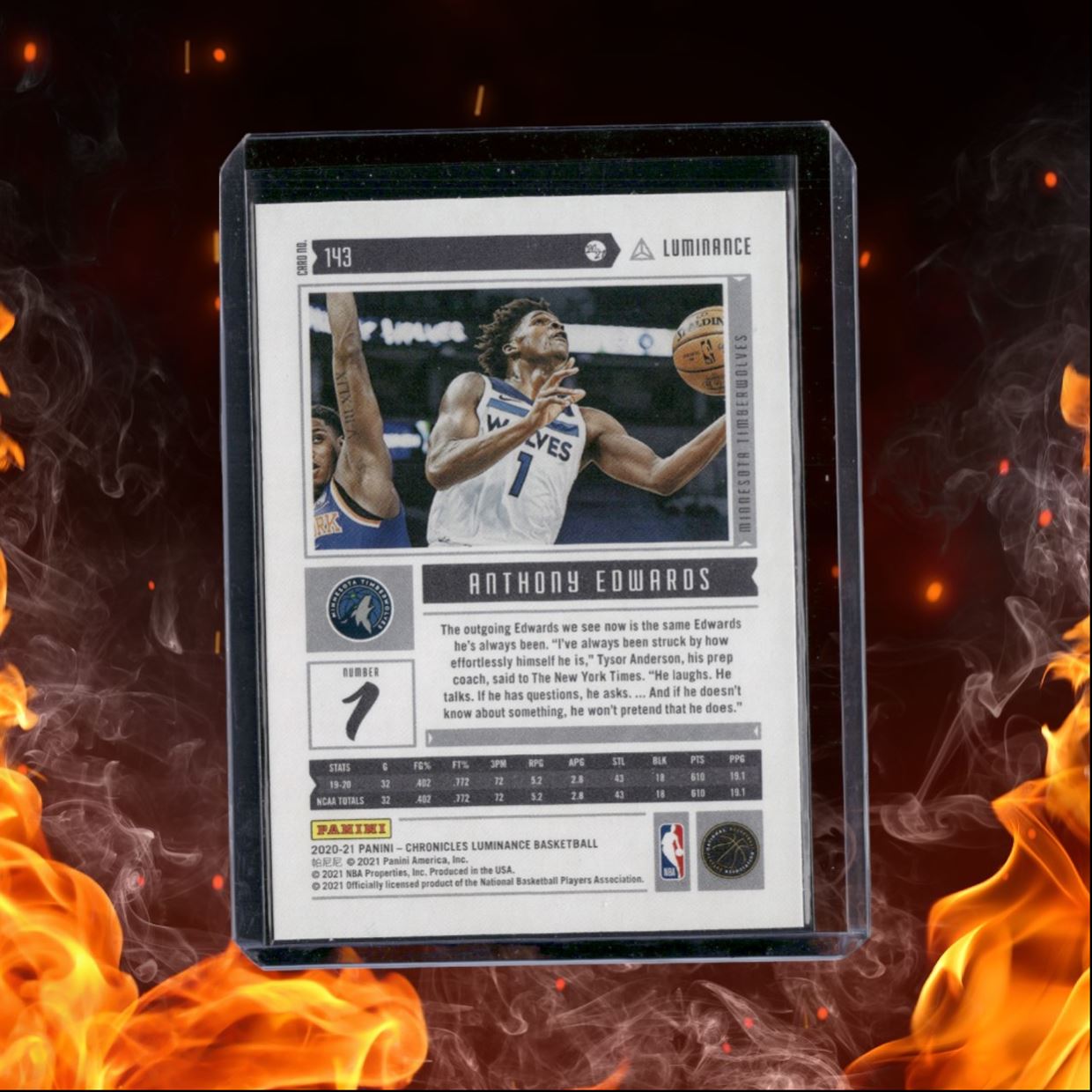 2020-21 Panini Chronicles Anthony Edwards Luminance Rookie #143