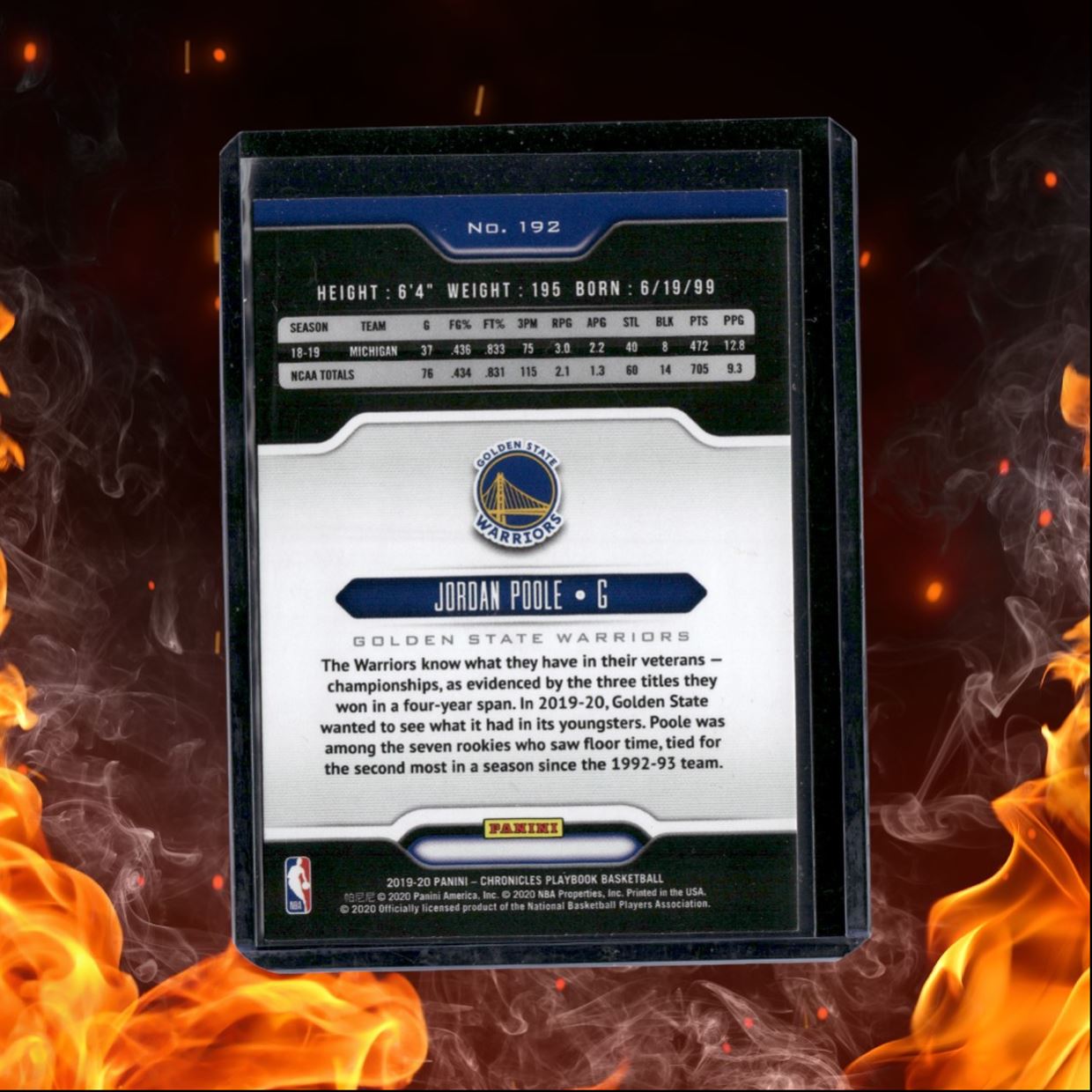 2019-20 Panini Chronicles Jordan Poole Playbook Rookie #192