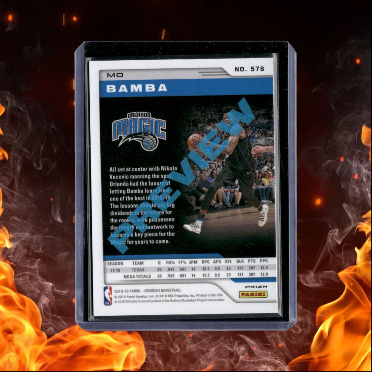 2018-19 Panini Chronicles Mo Bamba Obsidian Preview Holo Prizm #578