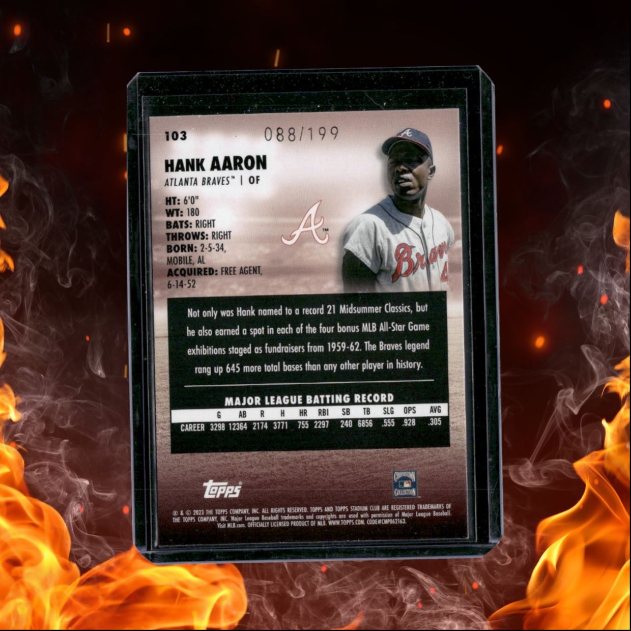 2023 Topps Stadium Club Hank Aaron Orange Foil 088/199 #103
