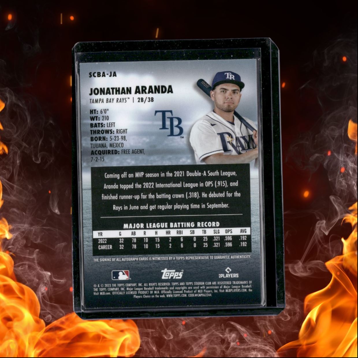 2023 Topps Stadium Club Jonathan Aranda Rookie Auto #SCBA-JA