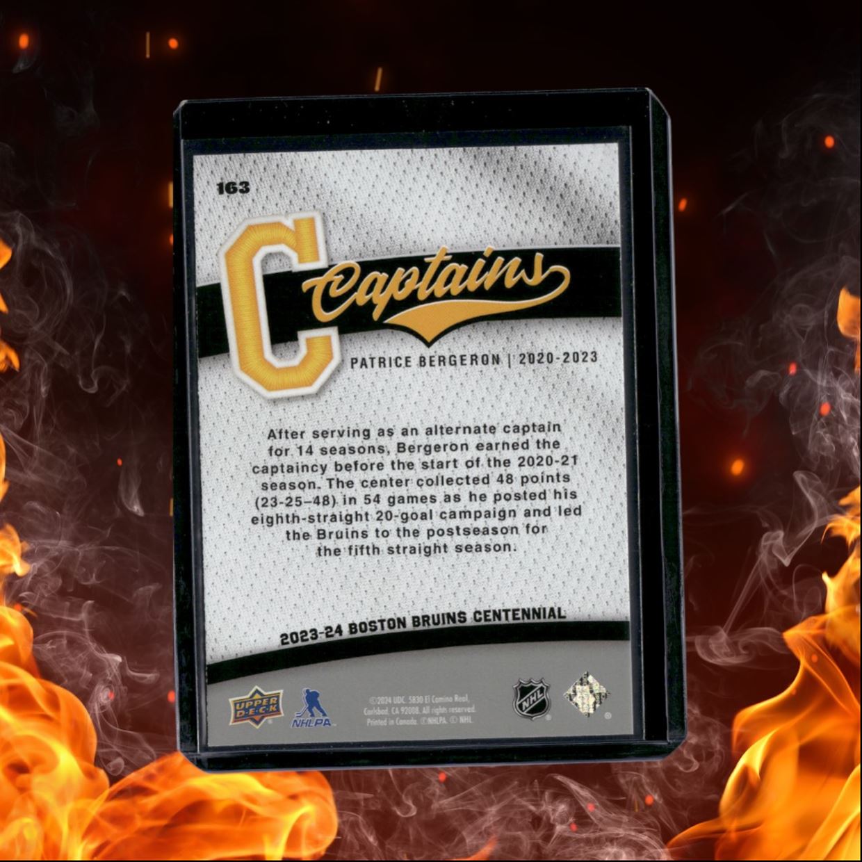 2023-24 Upper Deck Boston Bruins Centennial Patrice Bergeron Captains #163