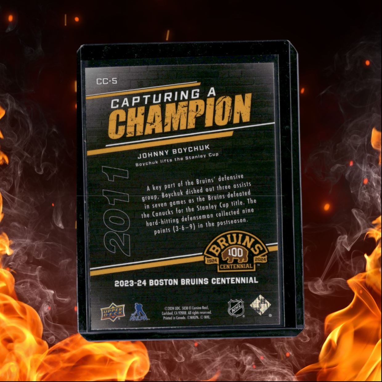 2023-24 Upper Deck Boston Bruins Centennial Johnny Boychuk Capturing a Champion