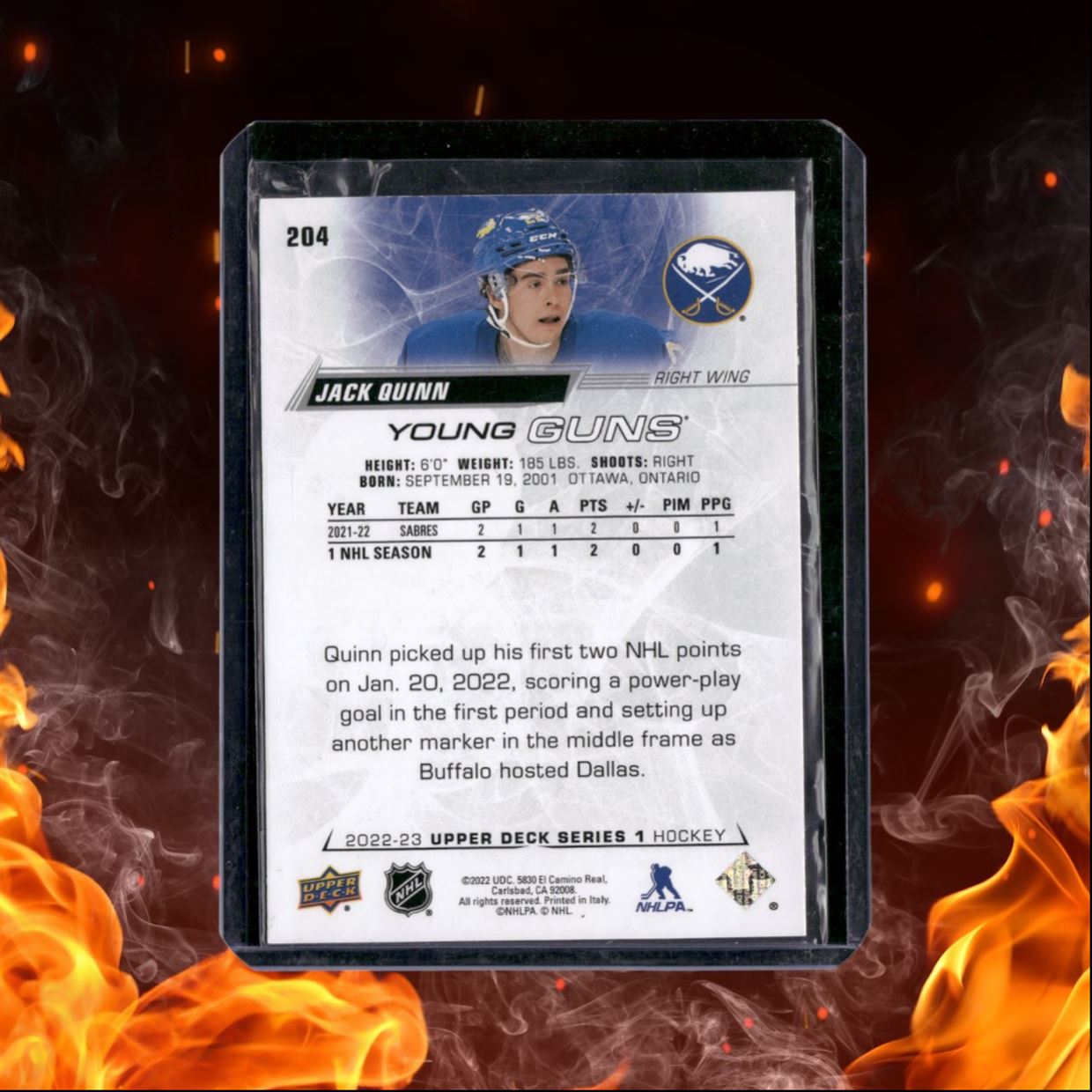 2022-23 Upper Deck Jack Quinn Young Guns Rookie #204