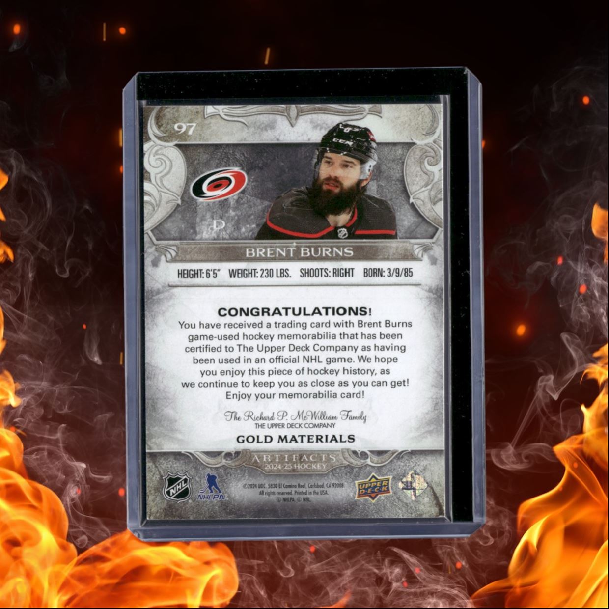 2024-25 Upper Deck Artifacts Brent Burns Material Gold Dual Jersey 226/299 #97