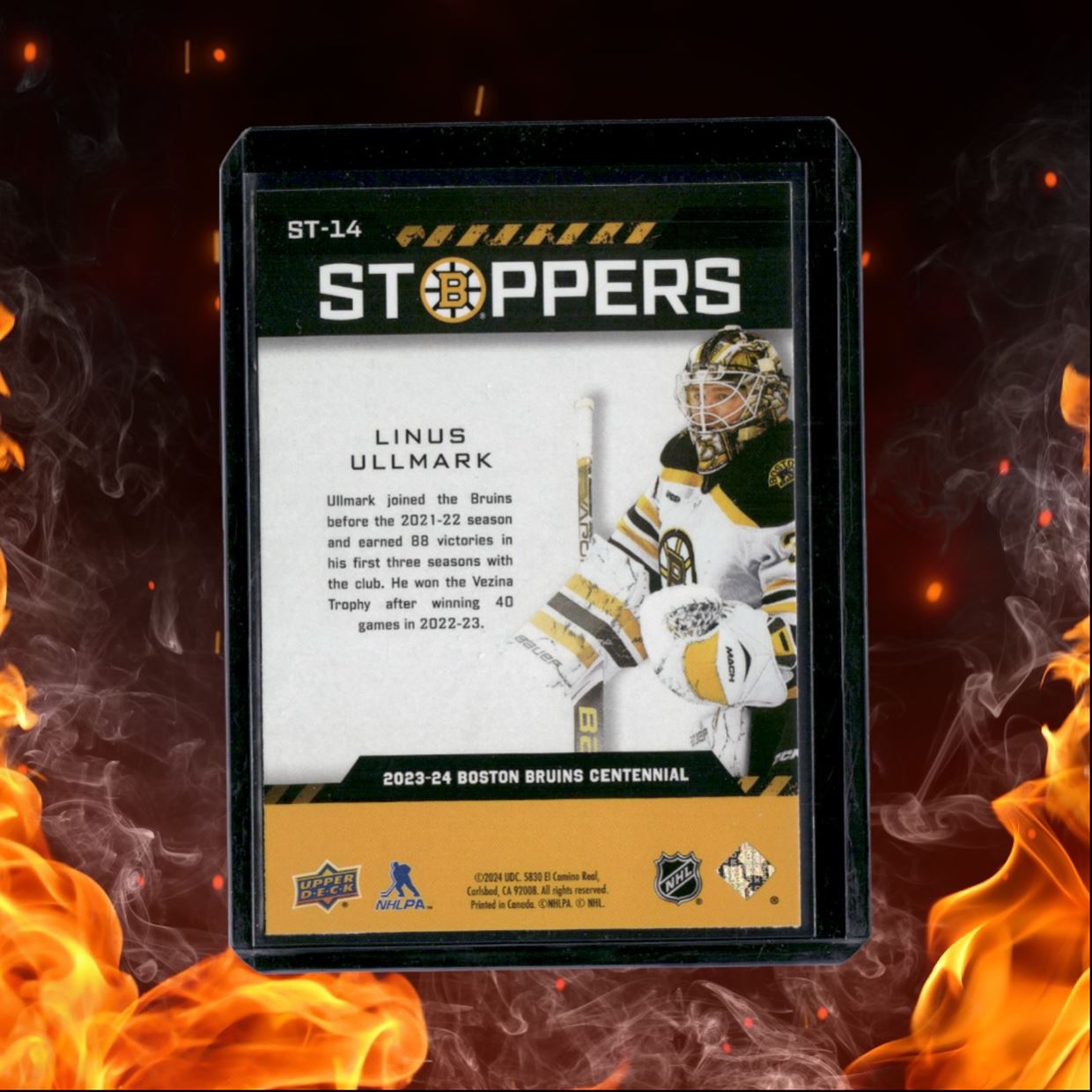 2023-24 Upper Deck Boston Bruins Centennial Linus Ullmark Stoppers #ST-14