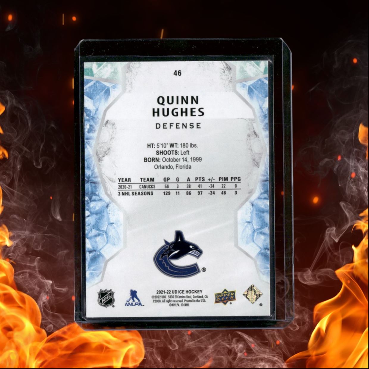 2021-22 Upper Deck Ice Quinn Hughes Lavendar SP #46