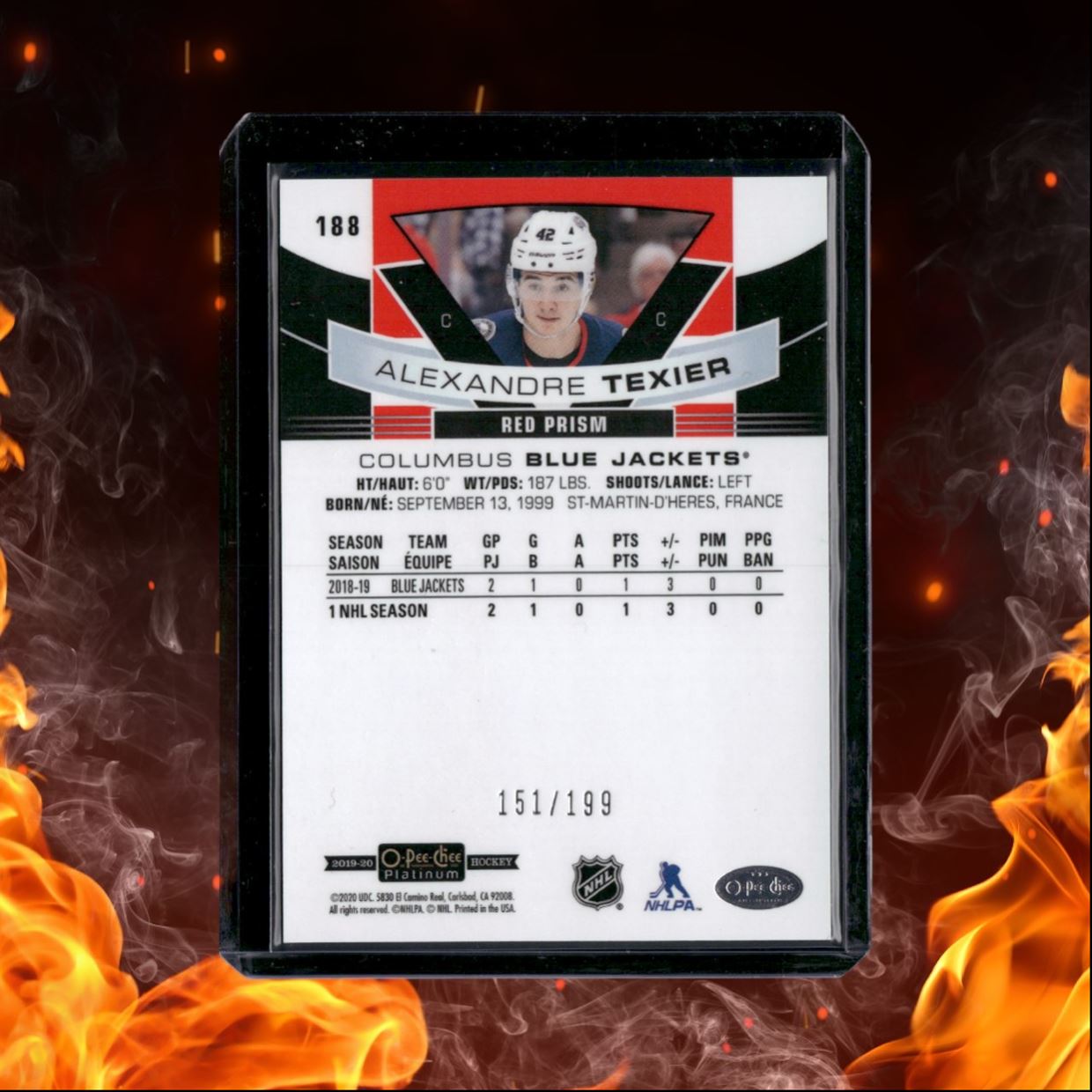 2019-20 O-Pee-Chee Platinum Alexandre Texier Red Prism Marquee Rookie 151/199