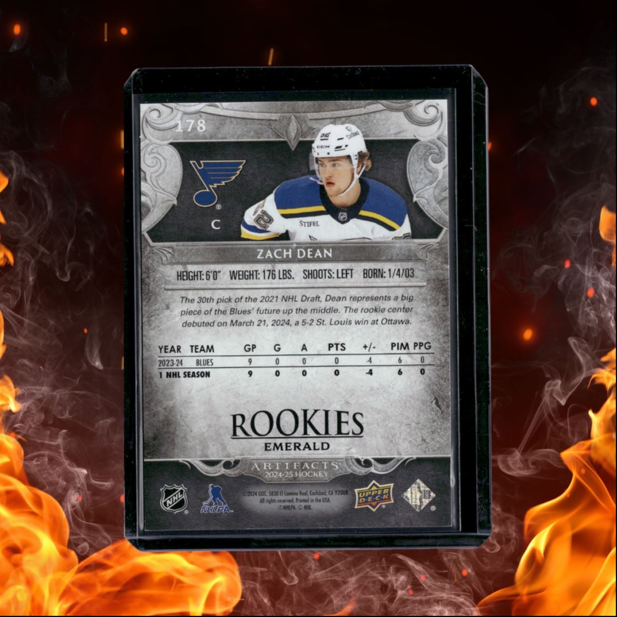 2024-25 Upper Deck Artifacts Zach Dean Emerald Rookie 016/149 #178