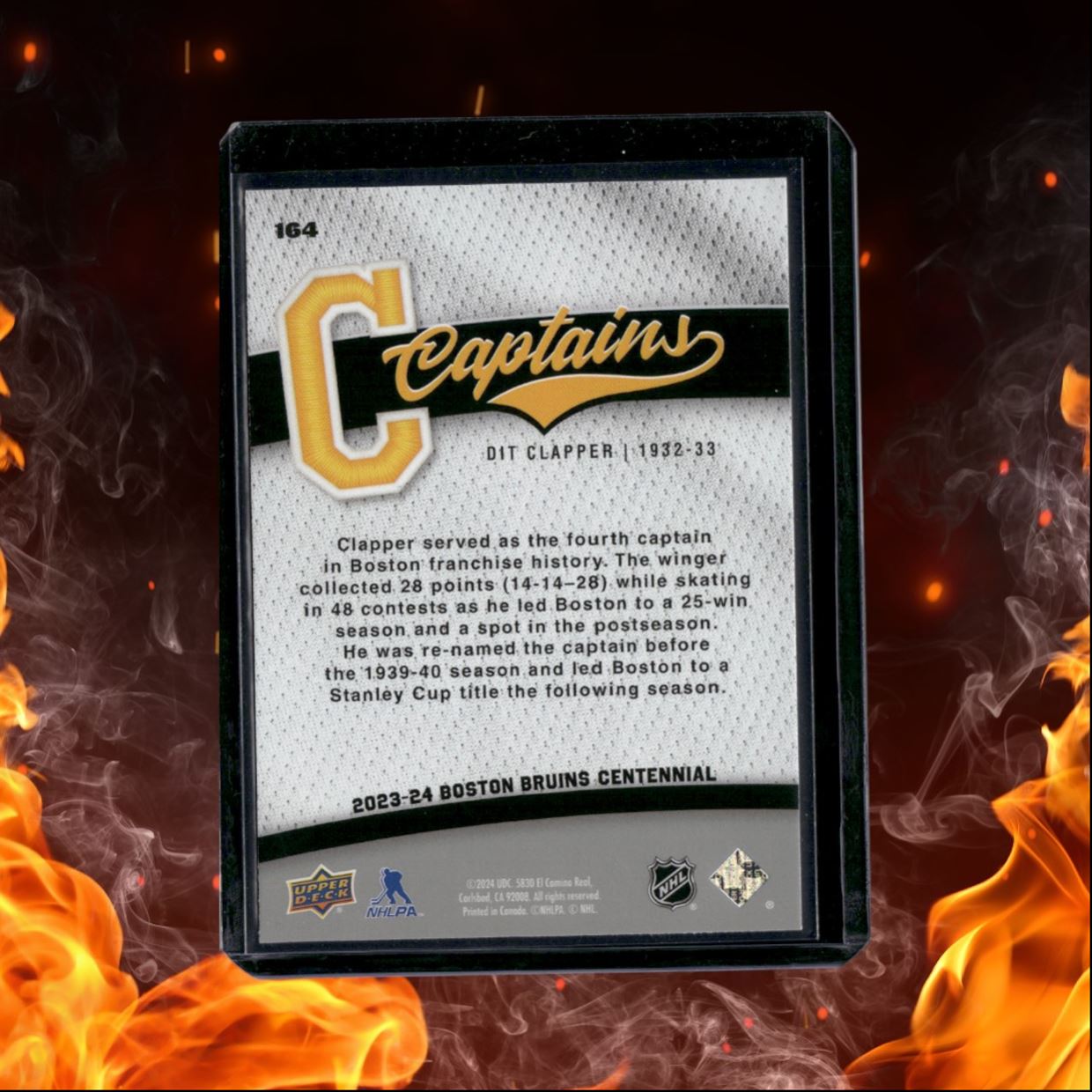 2023-24 Upper Deck Boston Bruins Centennial Dit Clapper Captains #164