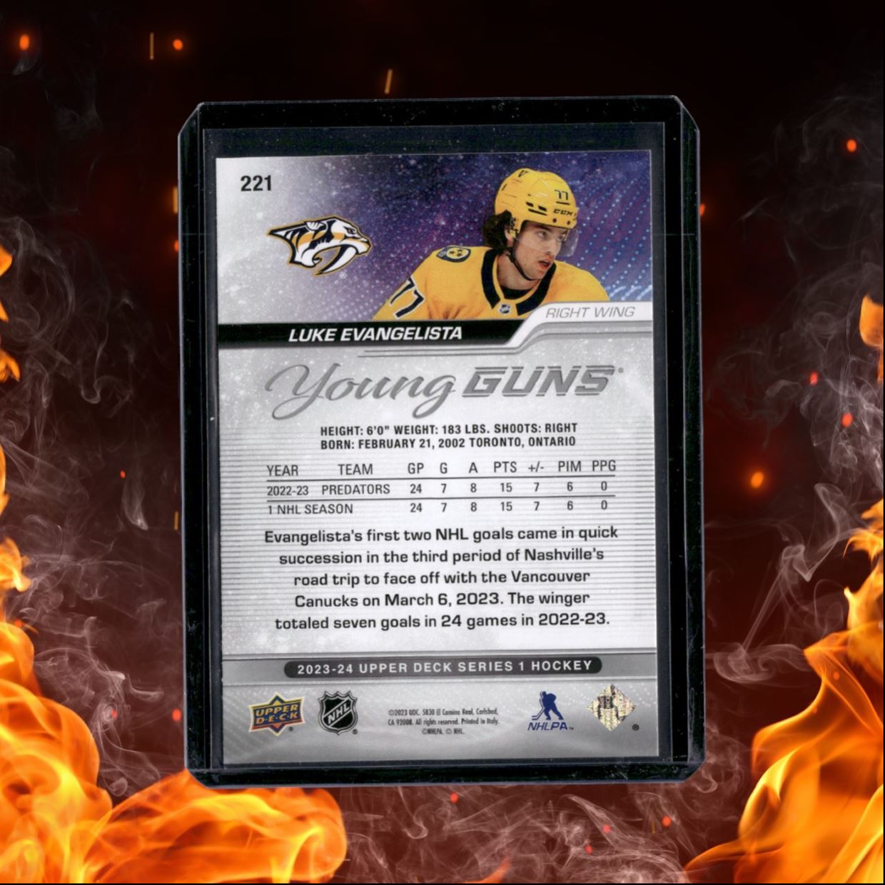 2023-24 Upper Deck Luke Evangelista Young Guns Rookie #221