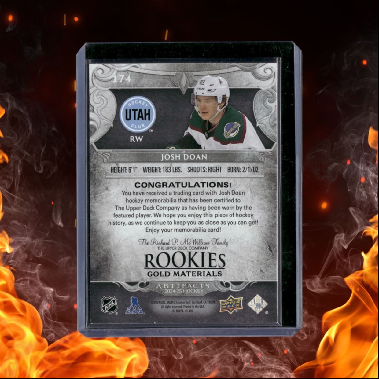 2024-25 Upper Deck Artifacts Josh Doan Dual Jersey Gold Rookie 331/499 #174