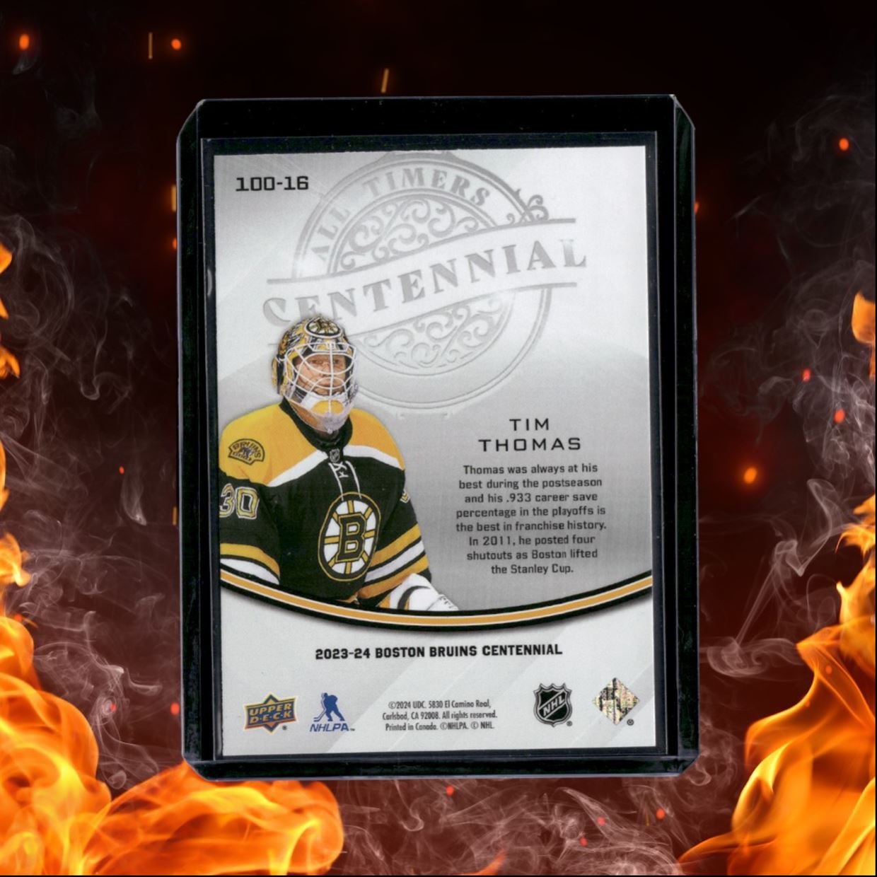 2023-24 Upper Deck Boston Bruins Centennial Tim Thomas All-Timers Gold #100-16