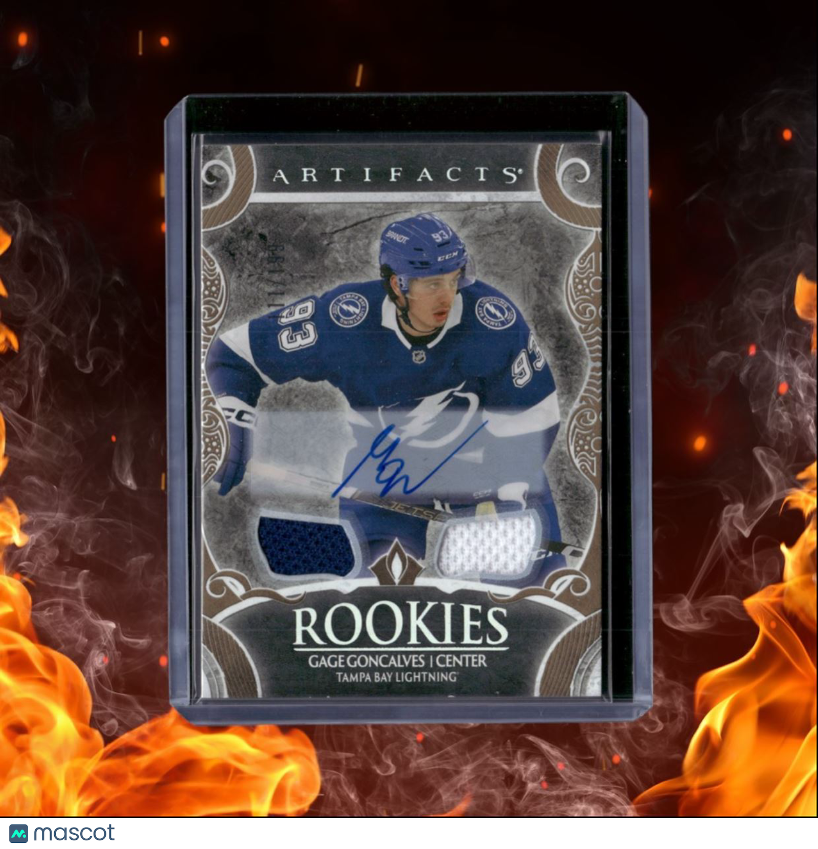 2024-25 Upper Deck Artifacts Gage Goncalves Dual Jersey Gold Rookie Auto 111/199