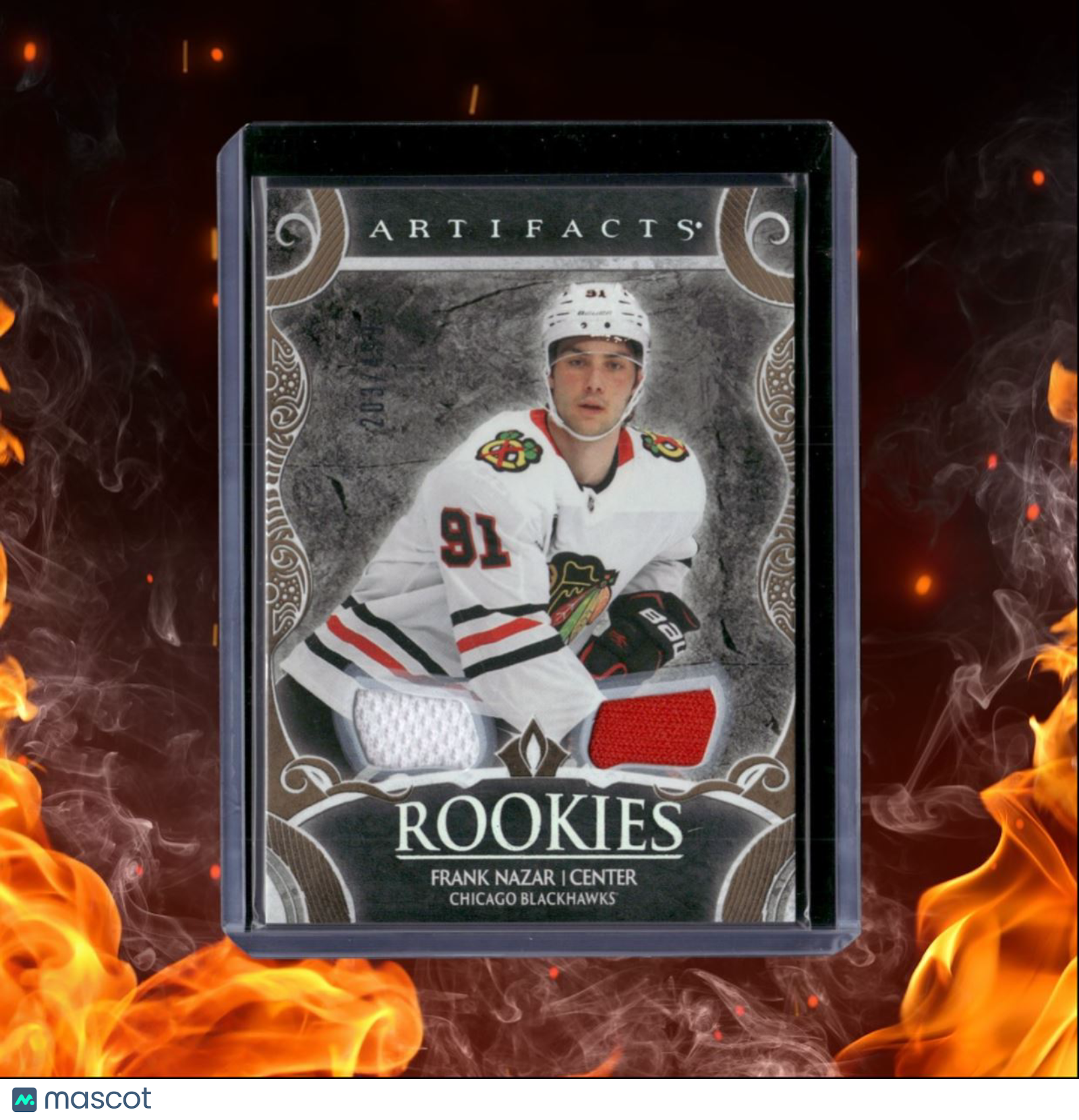 2024-25 Upper Deck Artifacts Frank Nazar Dual Jersey Material Gold Rookie
