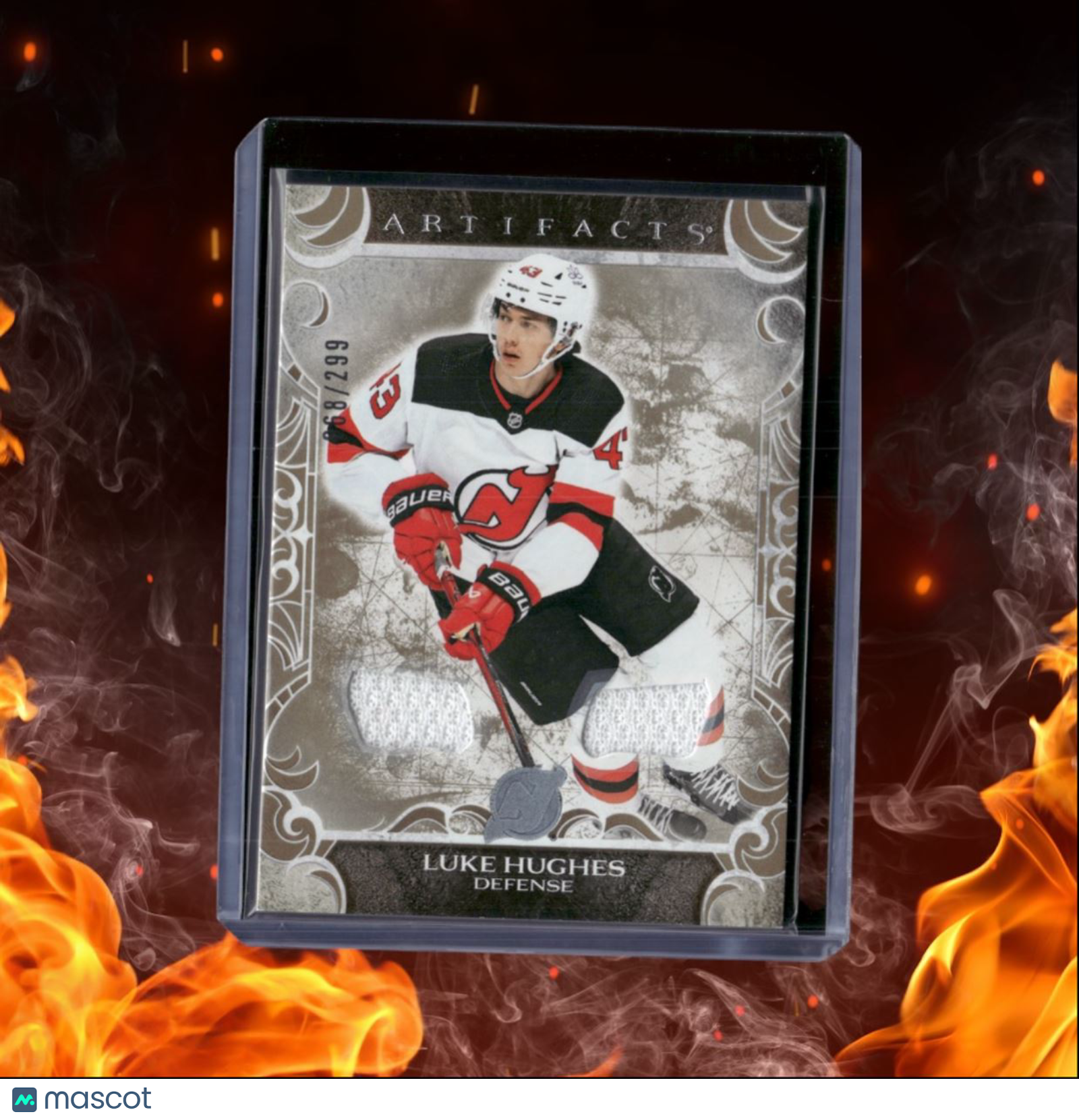 2024-25 Upper Deck Artifacts Luke Hughes Dual Jersey Material Gold 068/299 #36