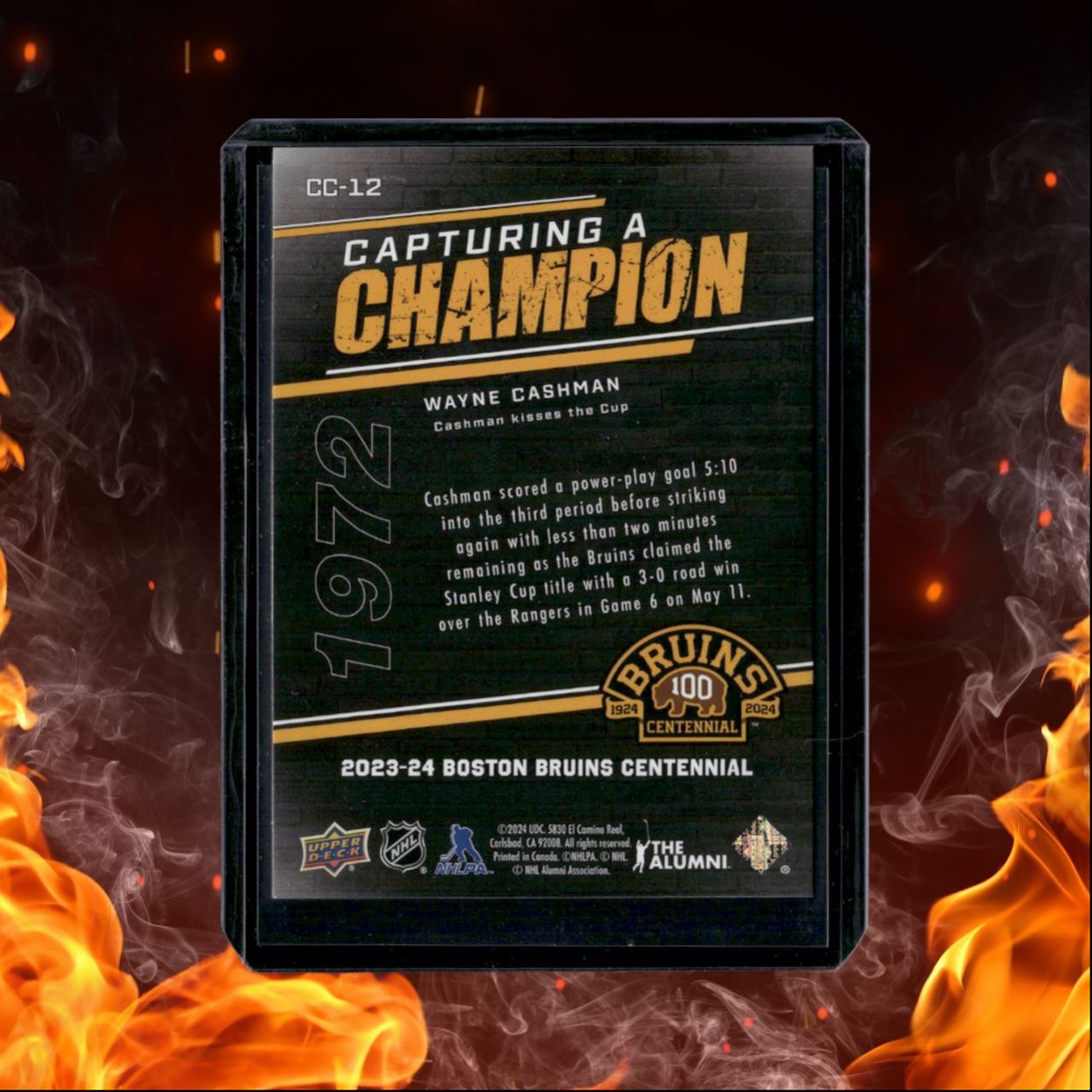 2023-24 Upper Deck Boston Bruins Centennial Wayne Cashman Capturing a Champion
