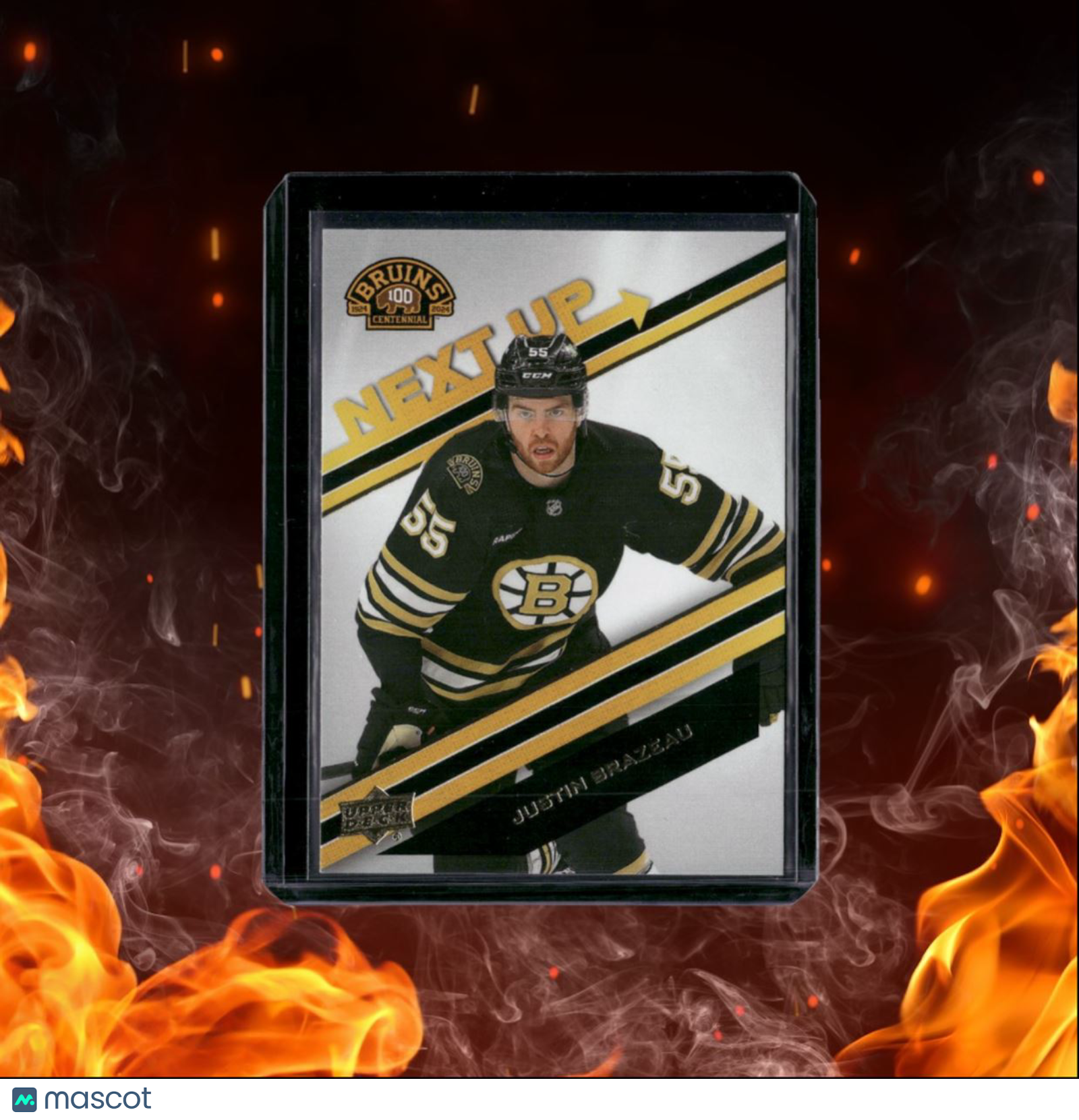 2023-24 Upper Deck Boston Bruins Centennial Justin Brazeau Next Up! Gold Rookie