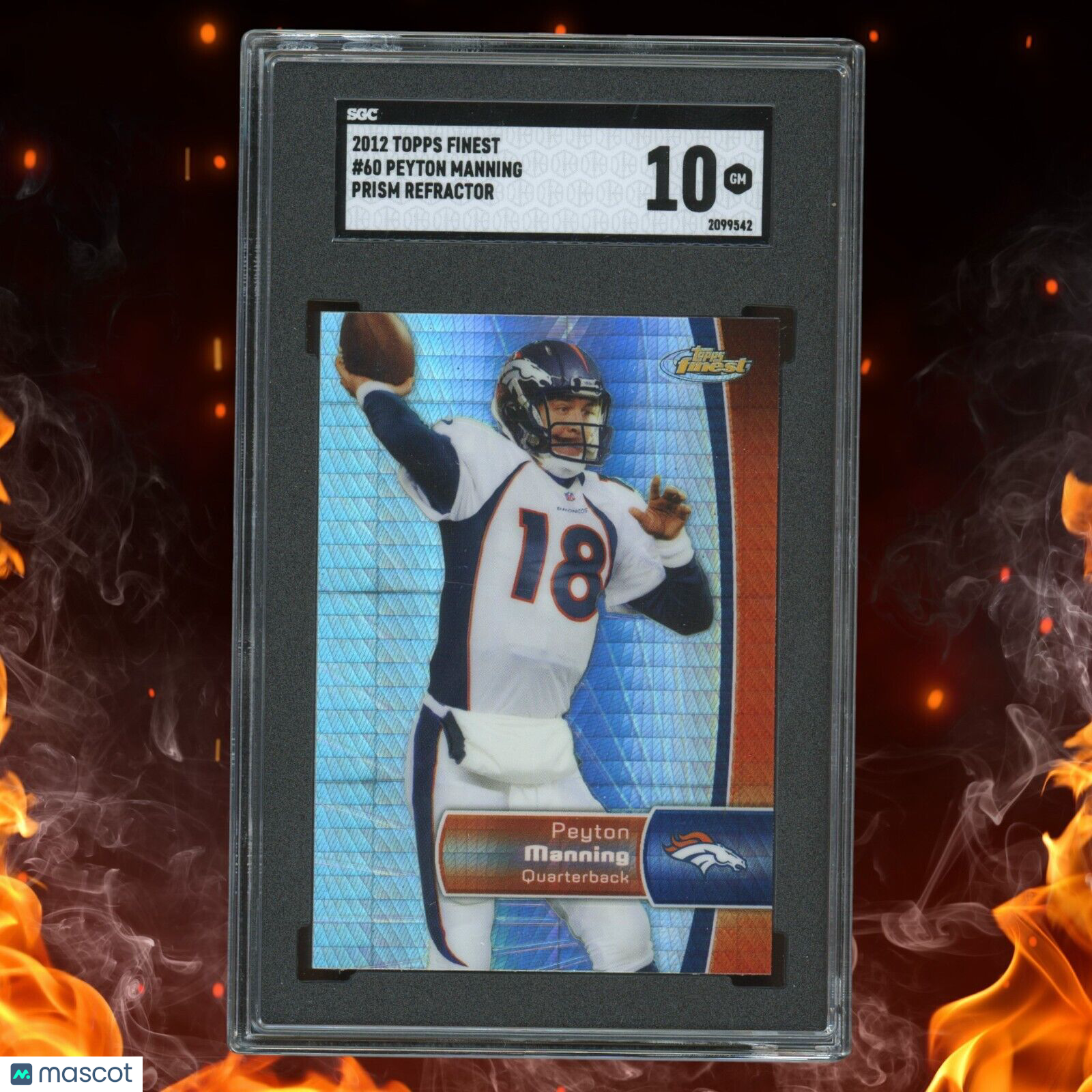 2012 Topps Finest PEYTON MANNING Prism Refractor SGC 10 #60
