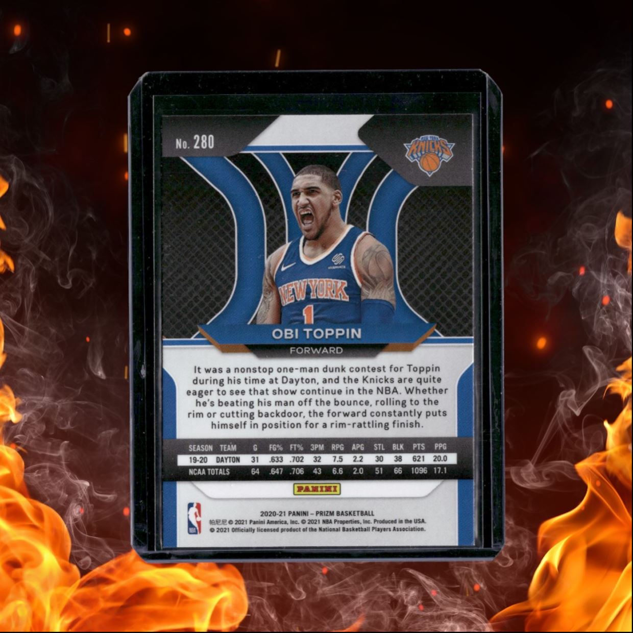 2020-21 Panini Prizm Obi Toppin (E) Rookie #280