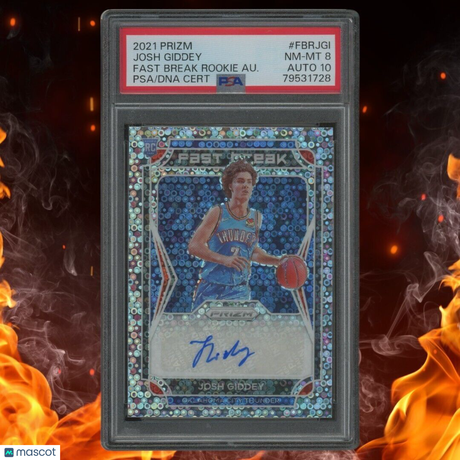 2021-22 Panini Prizm JOSH GIDDEY Rookie Auto Fast Break PSA 8 Auto 10 #FBRJGI