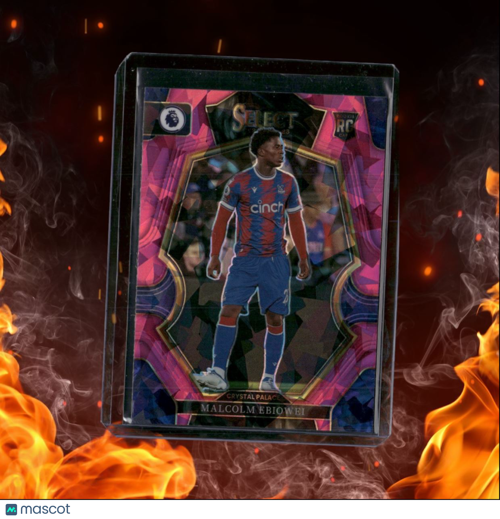 2022 Panini Select Premier League Malcolm Ebiowei Pink Cracked Ice Prizm Rookie