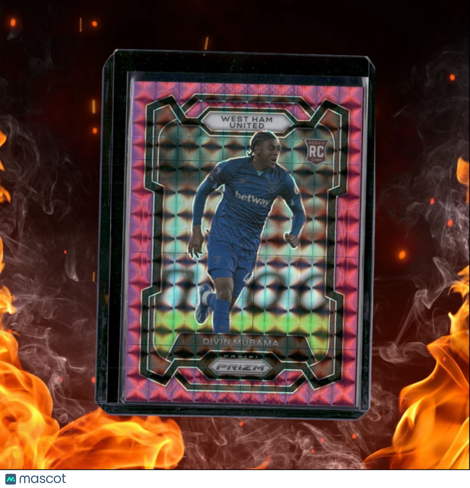 2023 Panini Prizm Premier League Divin Mubama Pink Mosaic Prizm Rookie #225